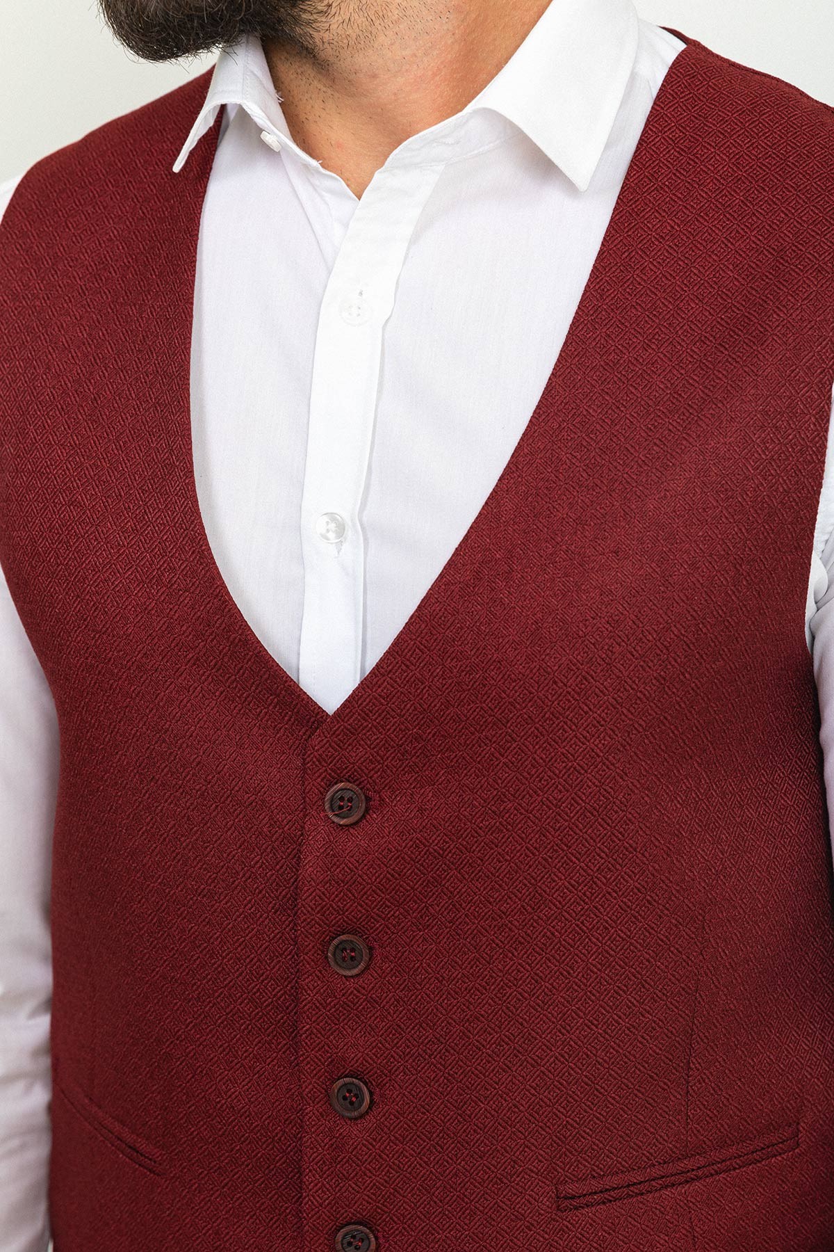 Desenli Slim Fit Klasik Yün Erkek Yelek