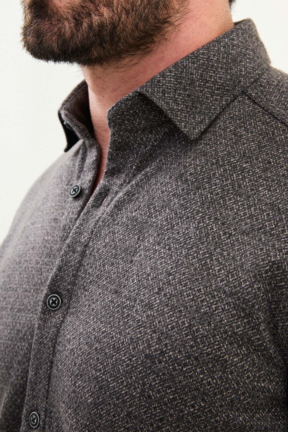 Desenli Slim Fit Uzun Kollu Oduncu Yün Erkek Gömlek
