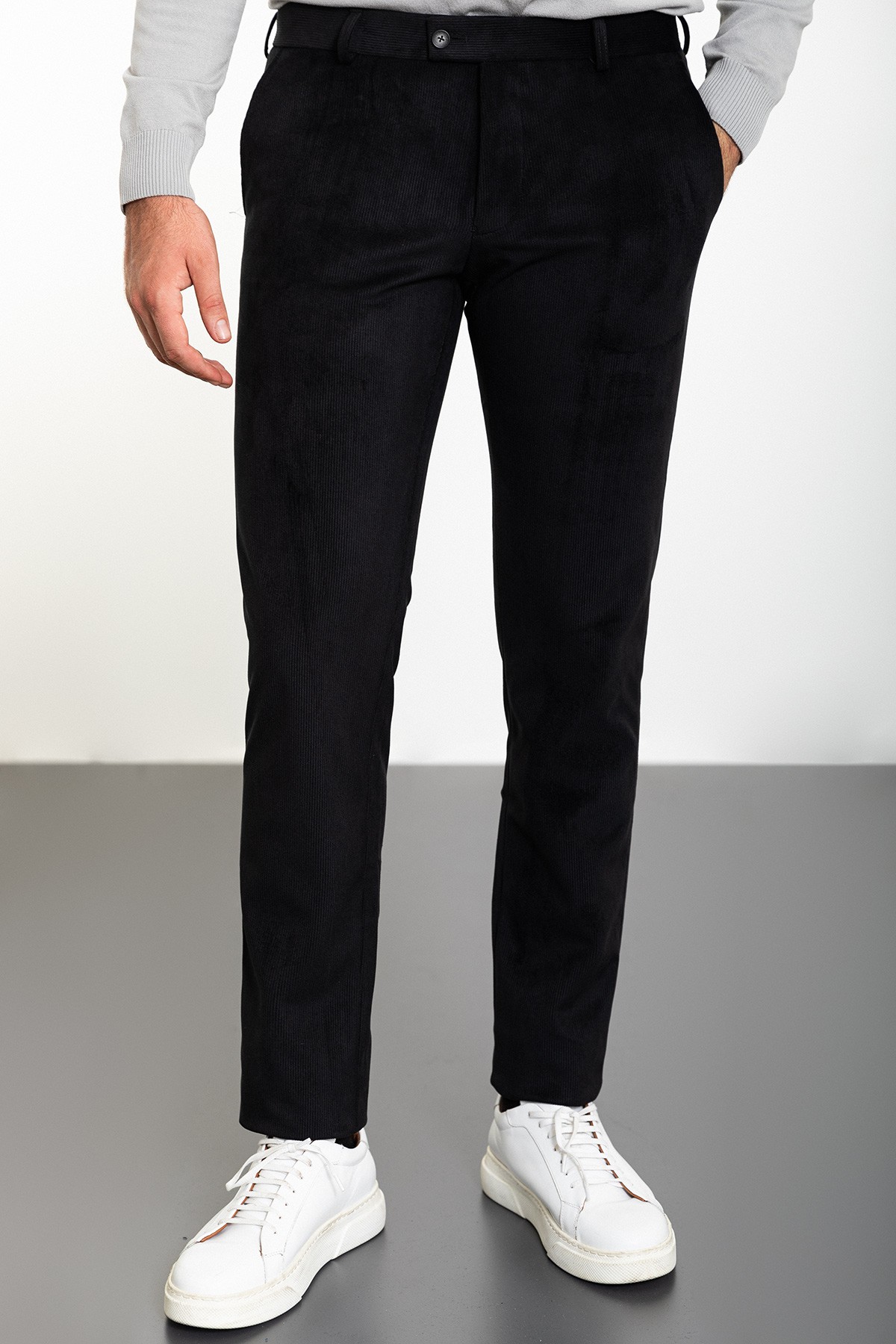 Çizgili Slim Fit Kadife Erkek Pantolon
