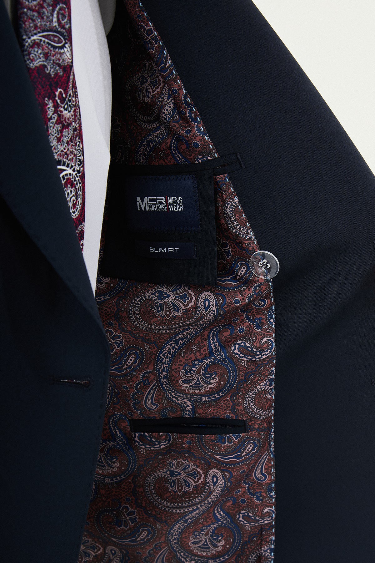 Düz Slim Fit Geniş Yaka Kruvaze Erkek Takım Elbise