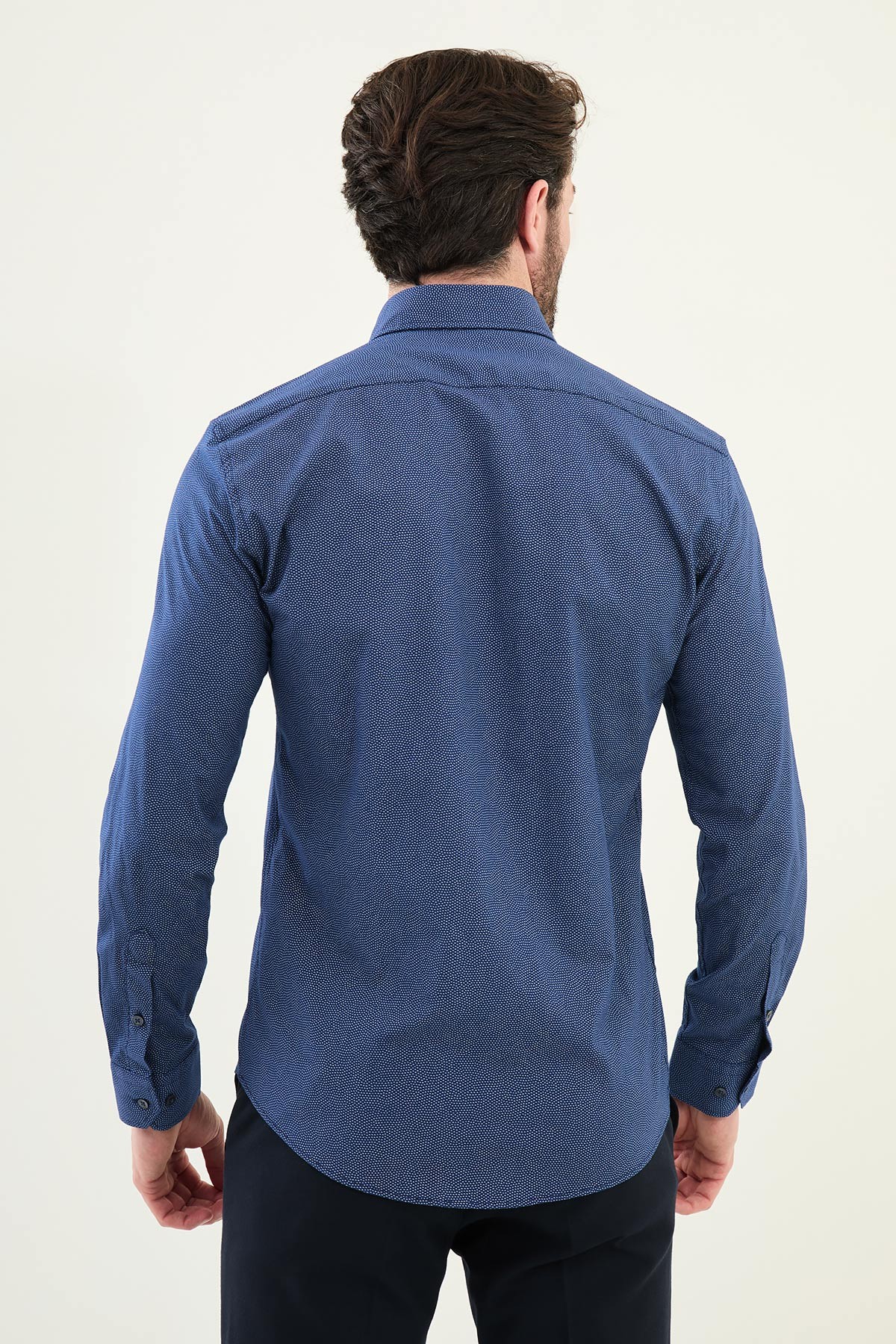 Desenli Slim Fit Pamuk Erkek Gömlek