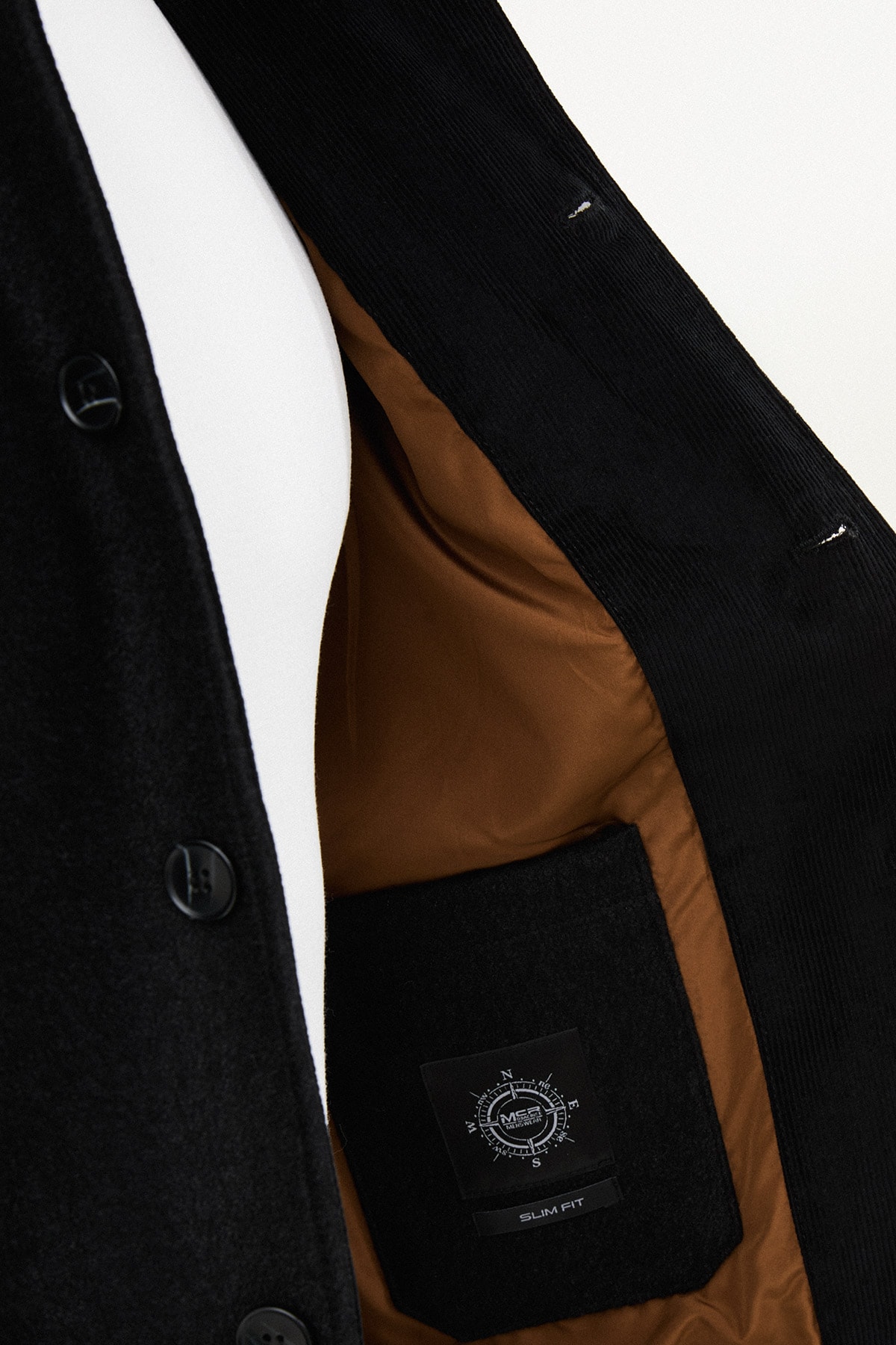 Kırçıllı Slim Fit Kadife Yaka Torba Cepli Erkek Trenchcoat
