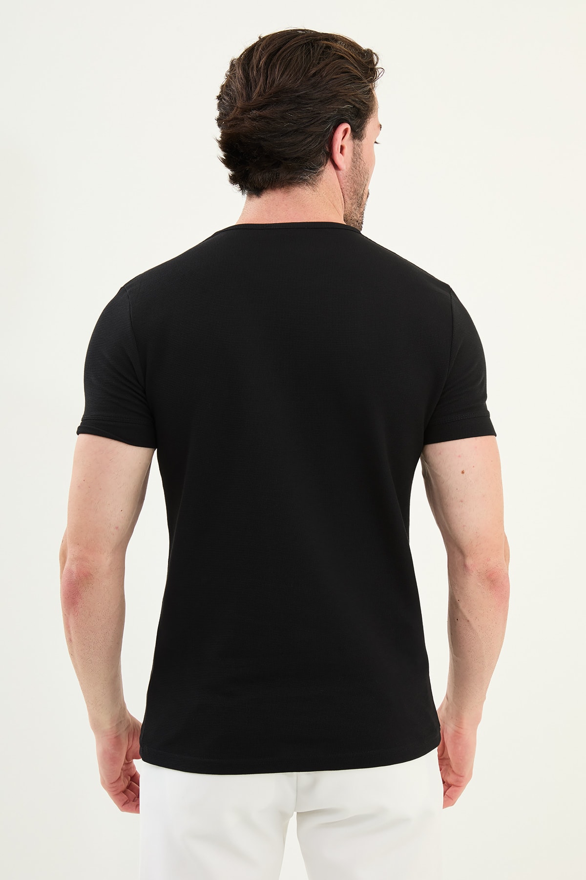 Desenli Slim Fit Kısa Kollu Pamuk Erkek T-Shirt