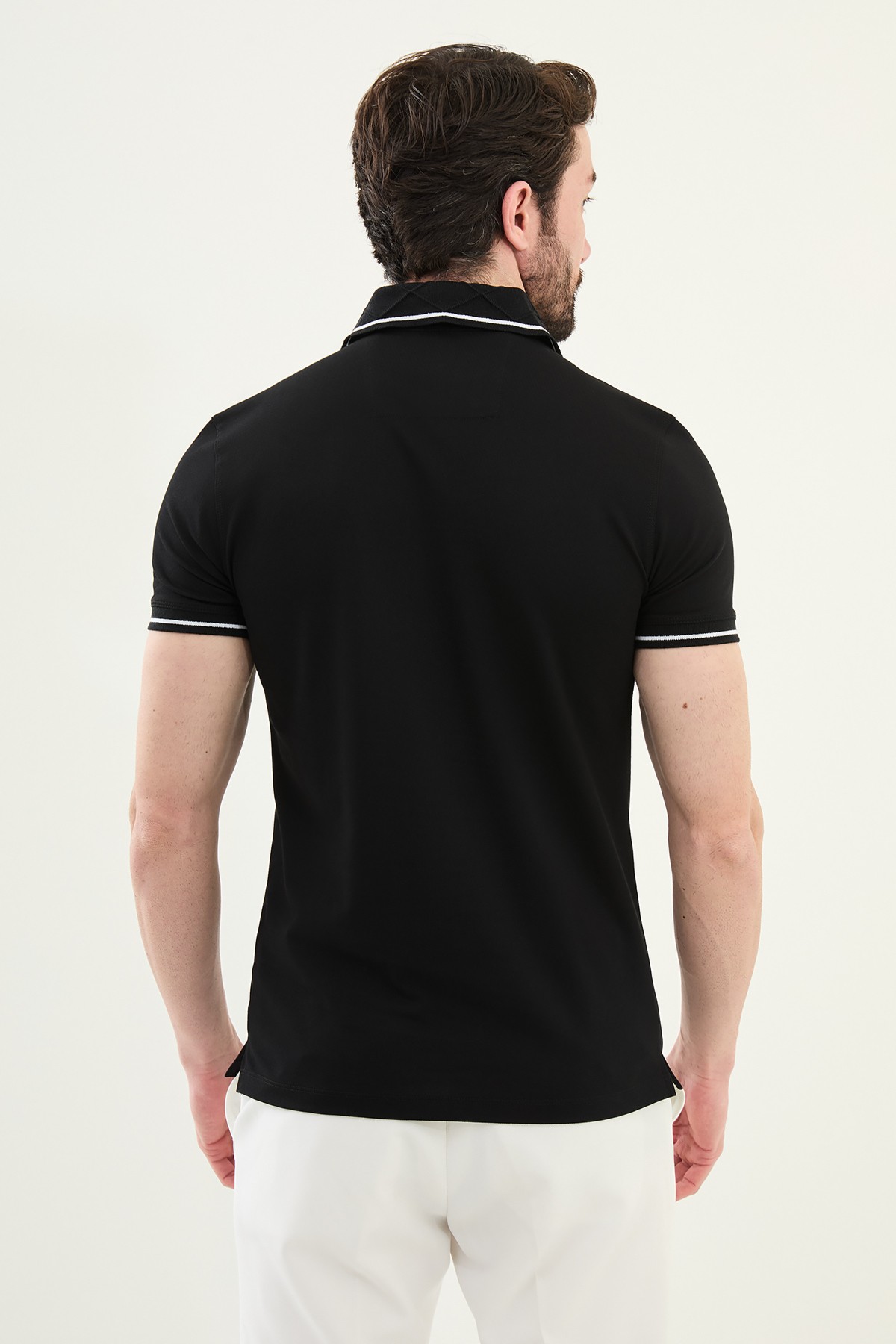 Düz Slim Fit Polo Yaka Pamuk Erkek T-Shirt