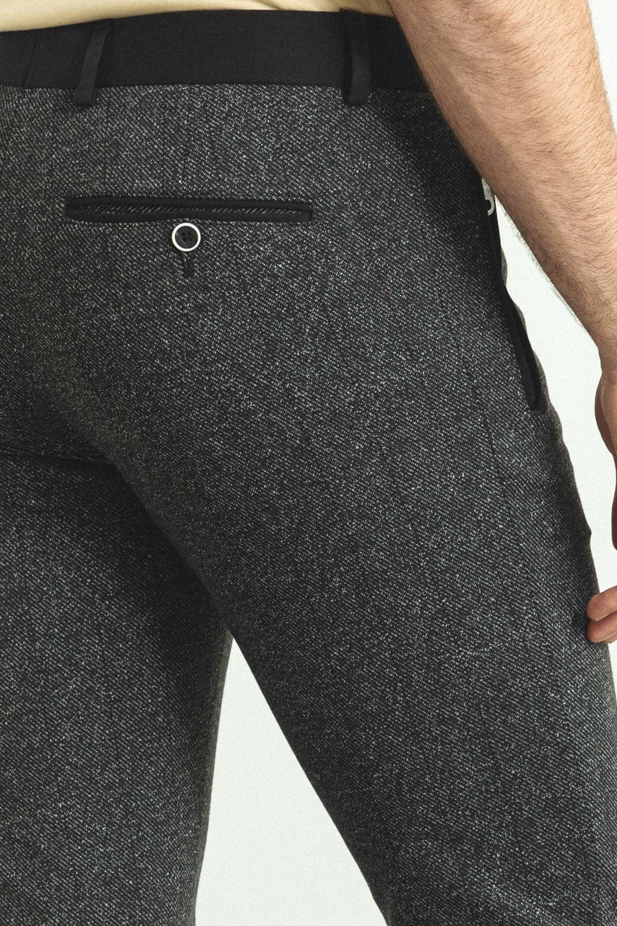 Desenli Super Slim Fit Cebi Fermuarlı Erkek Pantolon