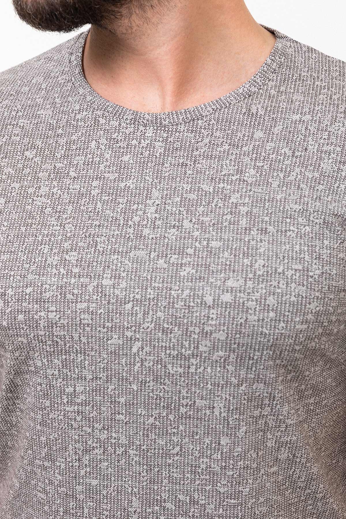 Desenli Slim Fit Bisiklet Yaka Erkek T-Shirt