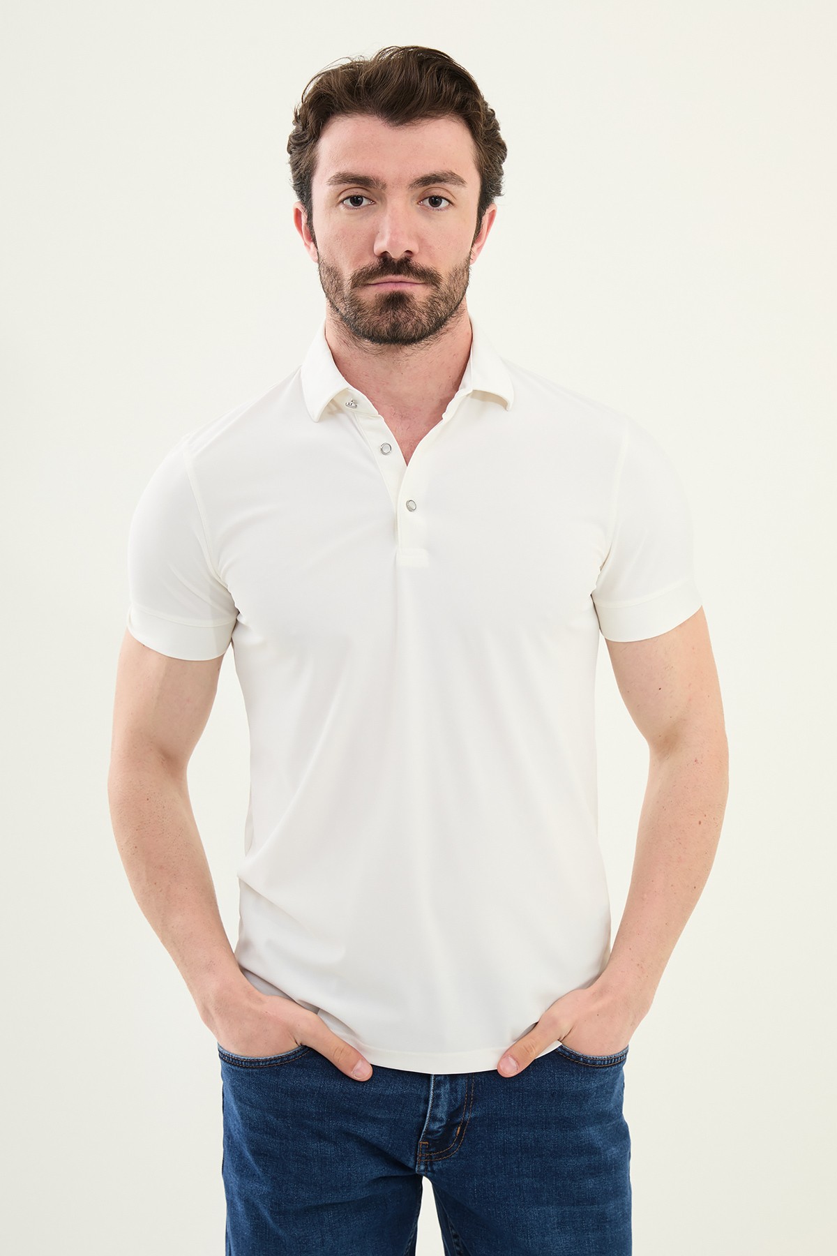 Penye Polo Yaka - Beyaz