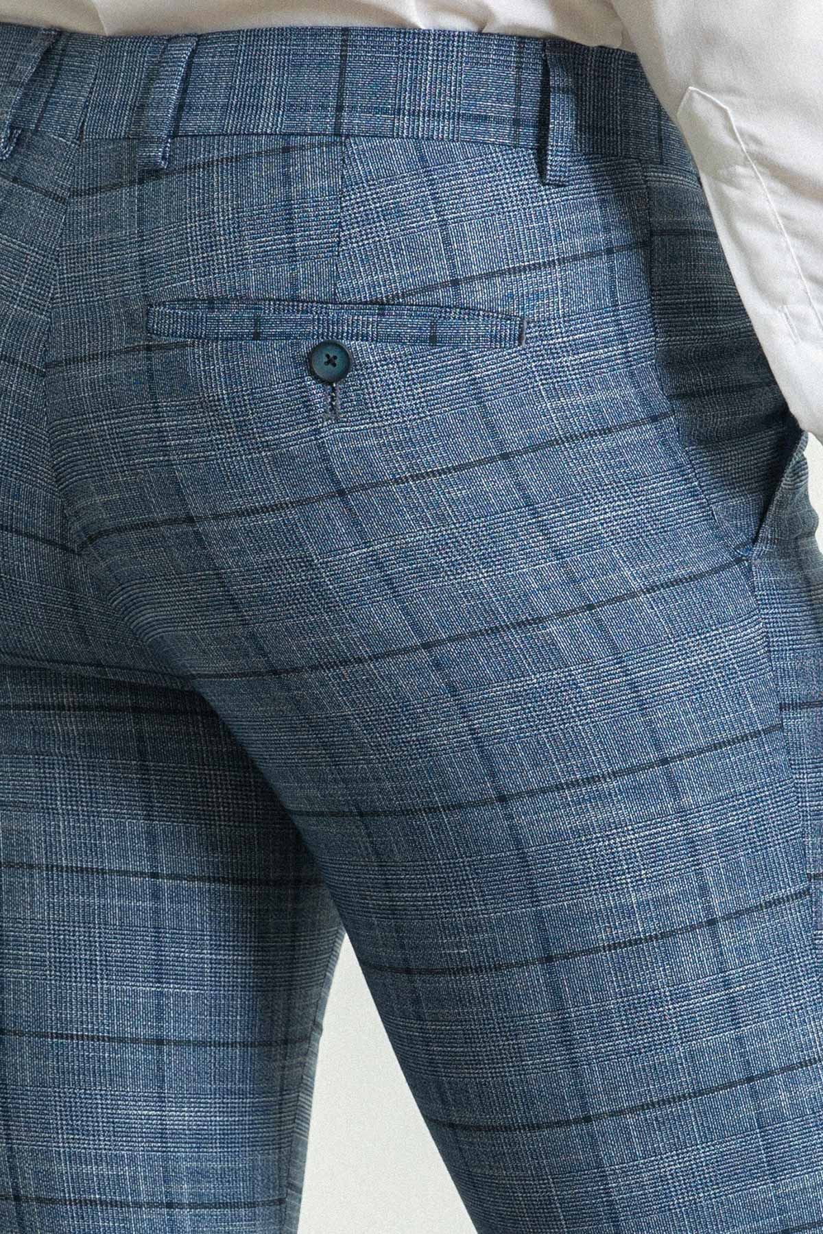 Ekoseli Slim Fit Klasik Erkek Pantolon