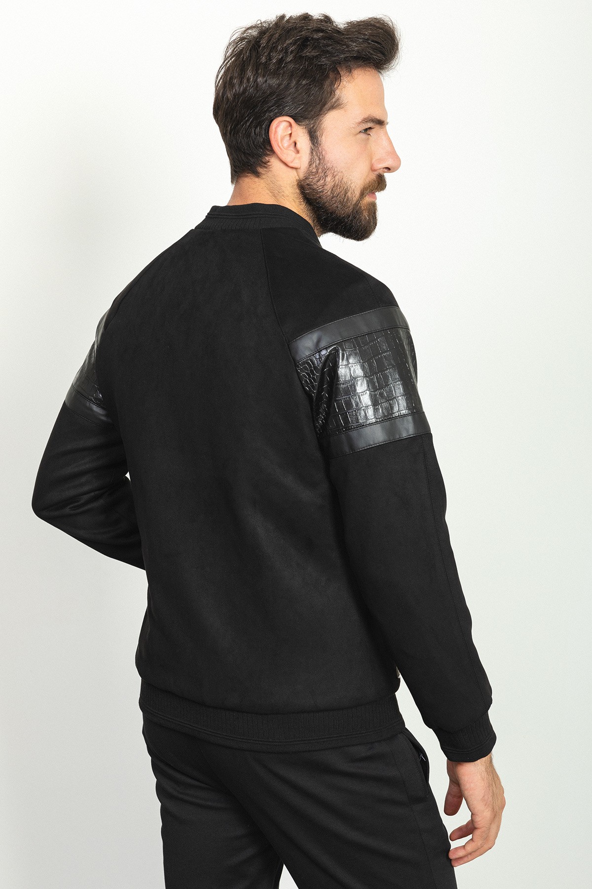 Parça Desenli Slim Fit Pilot Yaka Erkek Mont