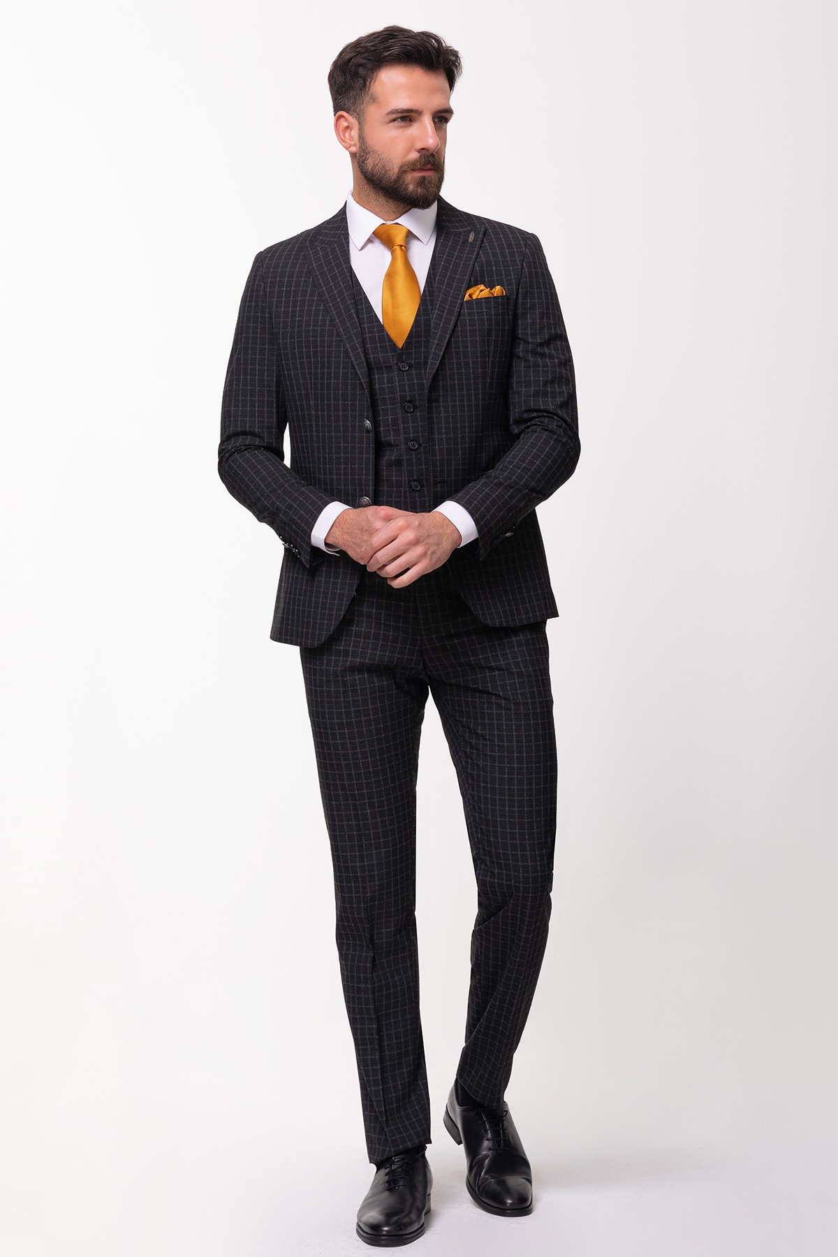Slimfit Ekose Takım Elbise