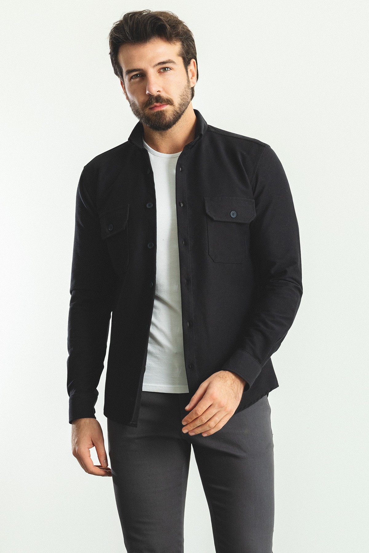 Düz Slim Fit Oduncu Erkek Gömlek