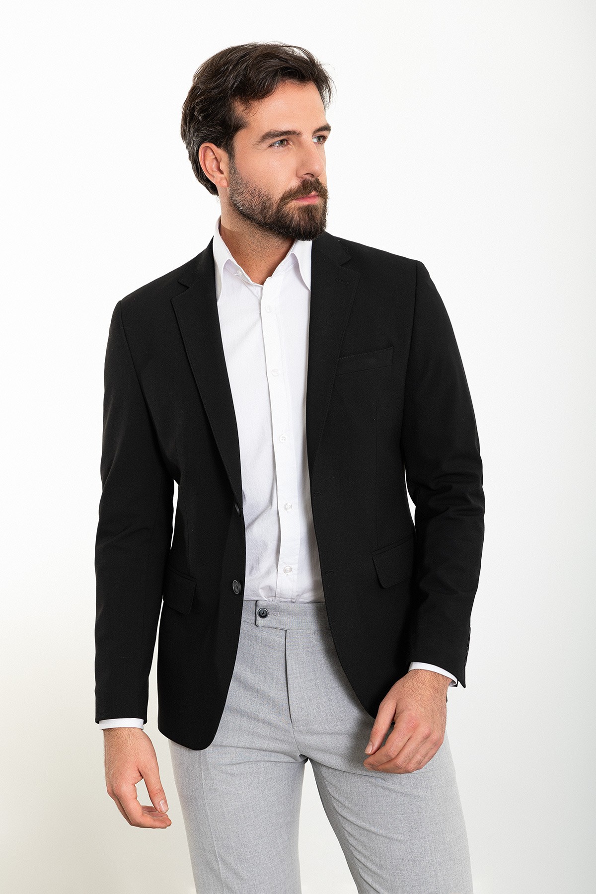 Düz Slim Fit Mono Yaka Erkek Ceket