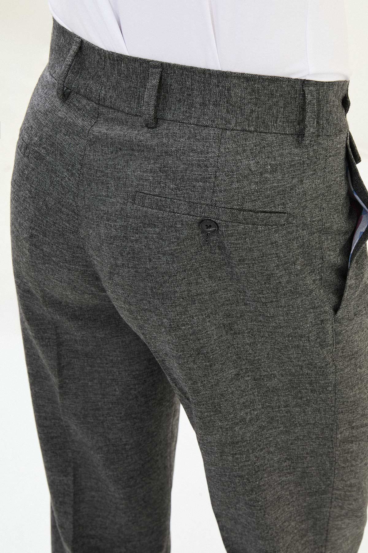 Dokulu Slimfit Pileli Erkek Pantolon