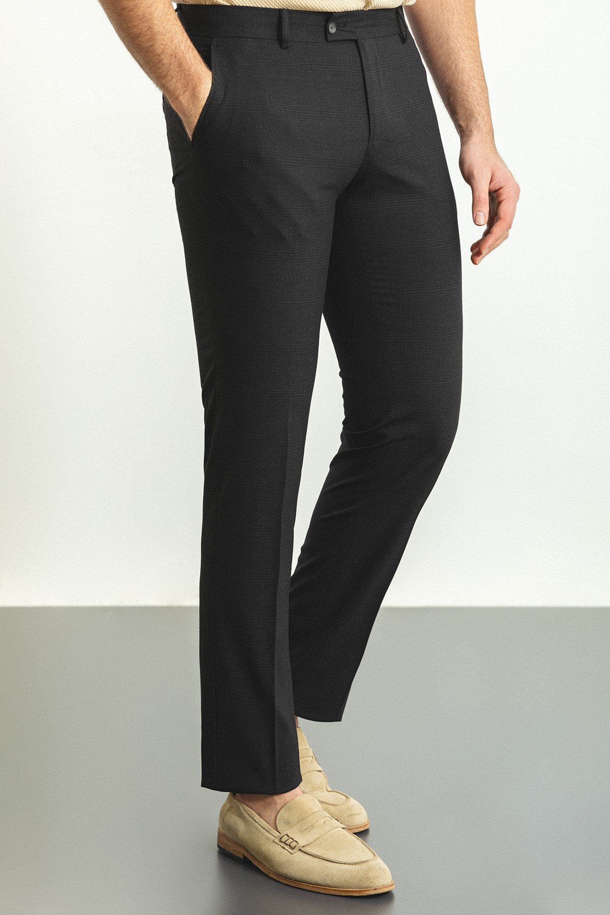 Ekoseli Slim Fit Klasik Erkek Pantolon