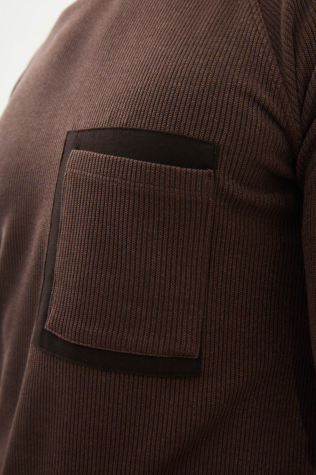 Çizgili Slim Fit Cep Detaylı Uzun Kollu Pamuk Erkek T-Shirt