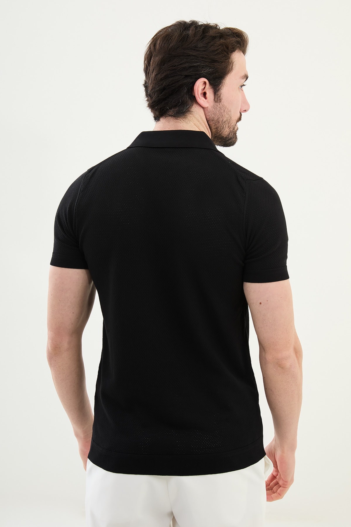 Desenli Slim Fit Polo Yaka Erkek Triko T-Shirt