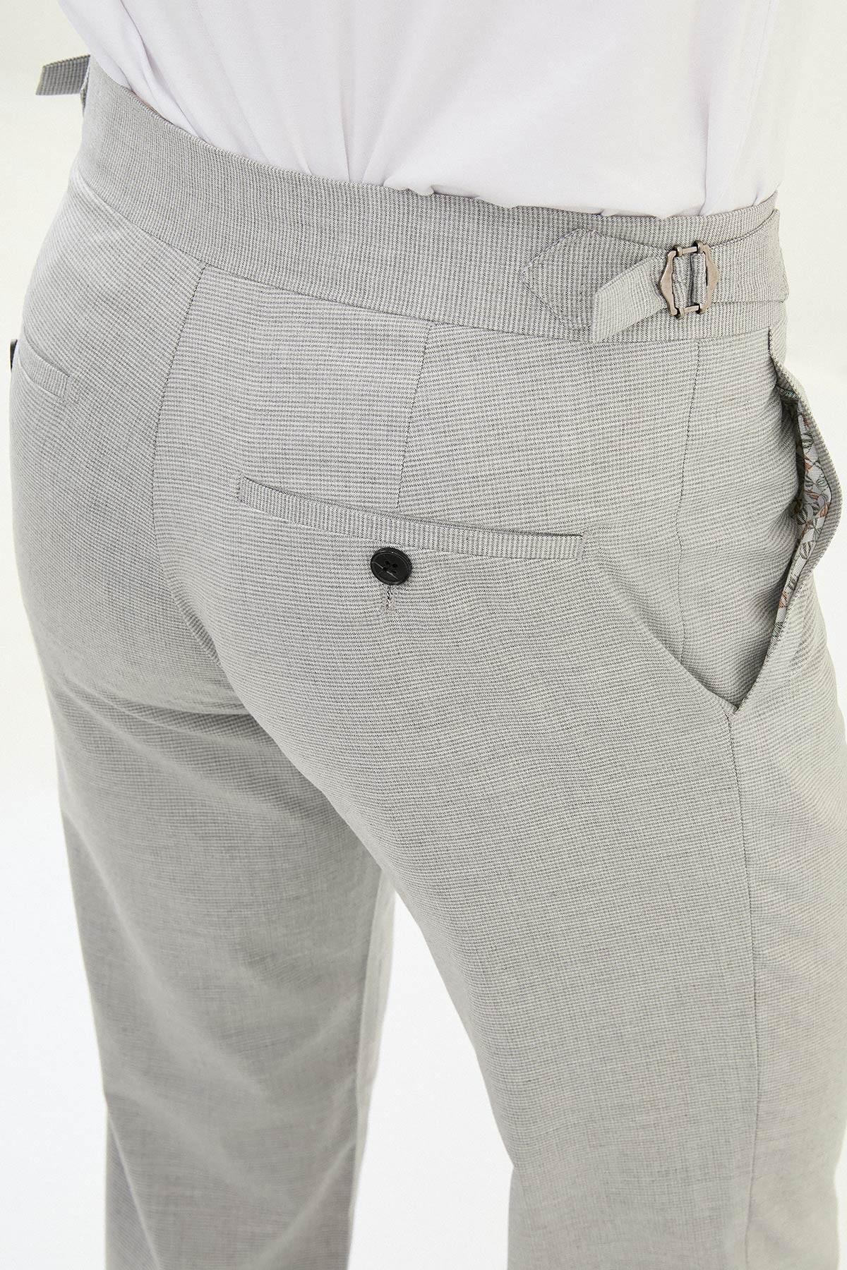 Desenli Slim Fit Beli Tokalı Erkek Pantolon