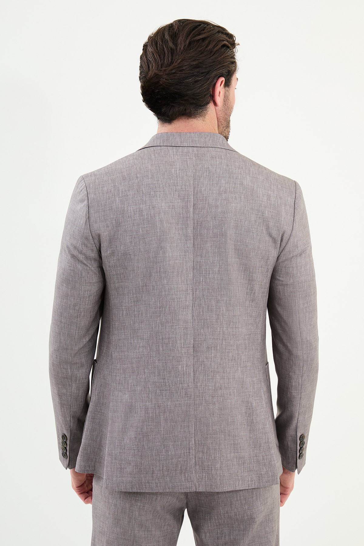 Kırçıllı Slim Fit Torba Cep Mono Yaka Erkek Takım Elbise