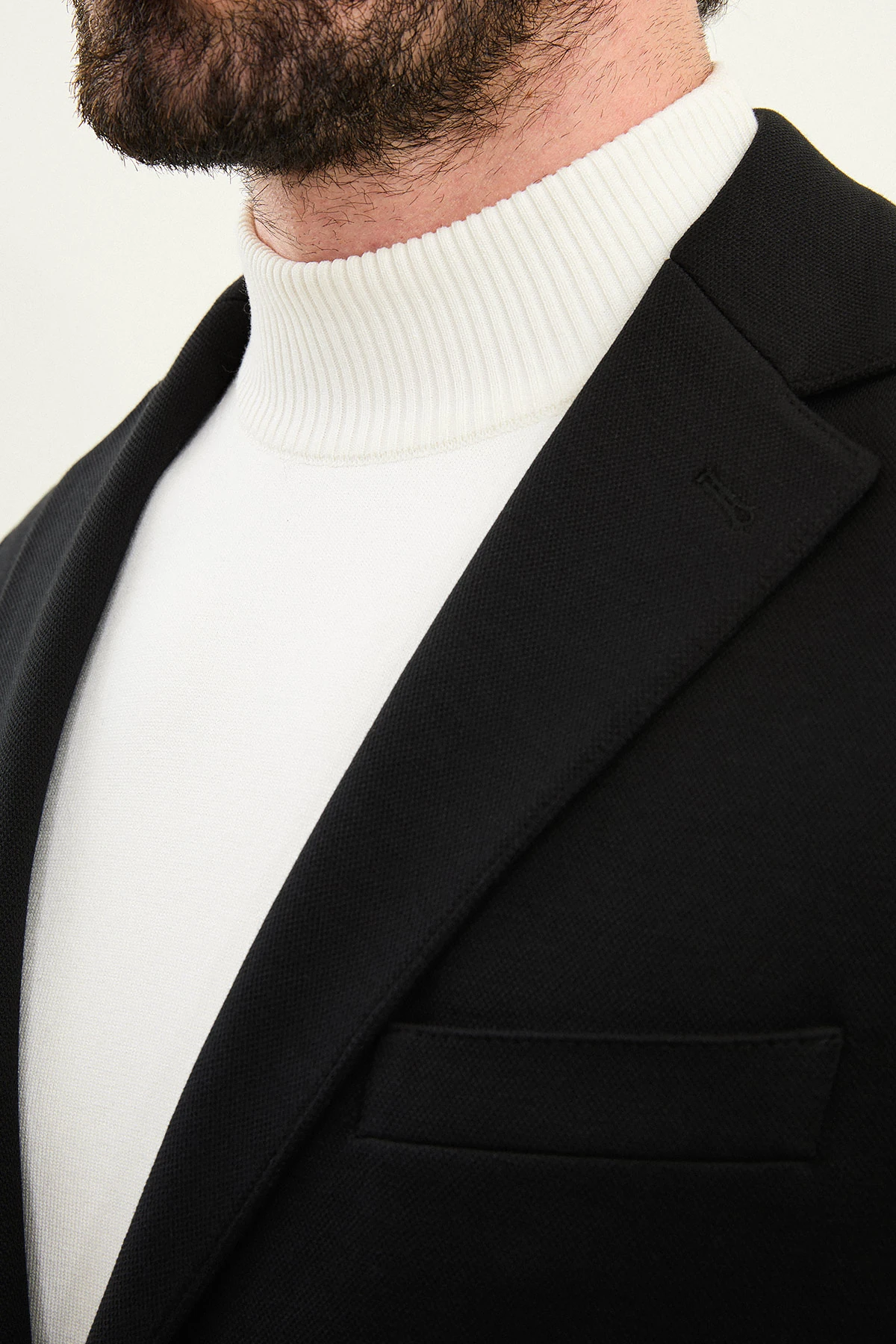 Dokulu Slim Fit Mono Yaka Torca Cep Beli Lastikli İpli Erkek Takım Elbise