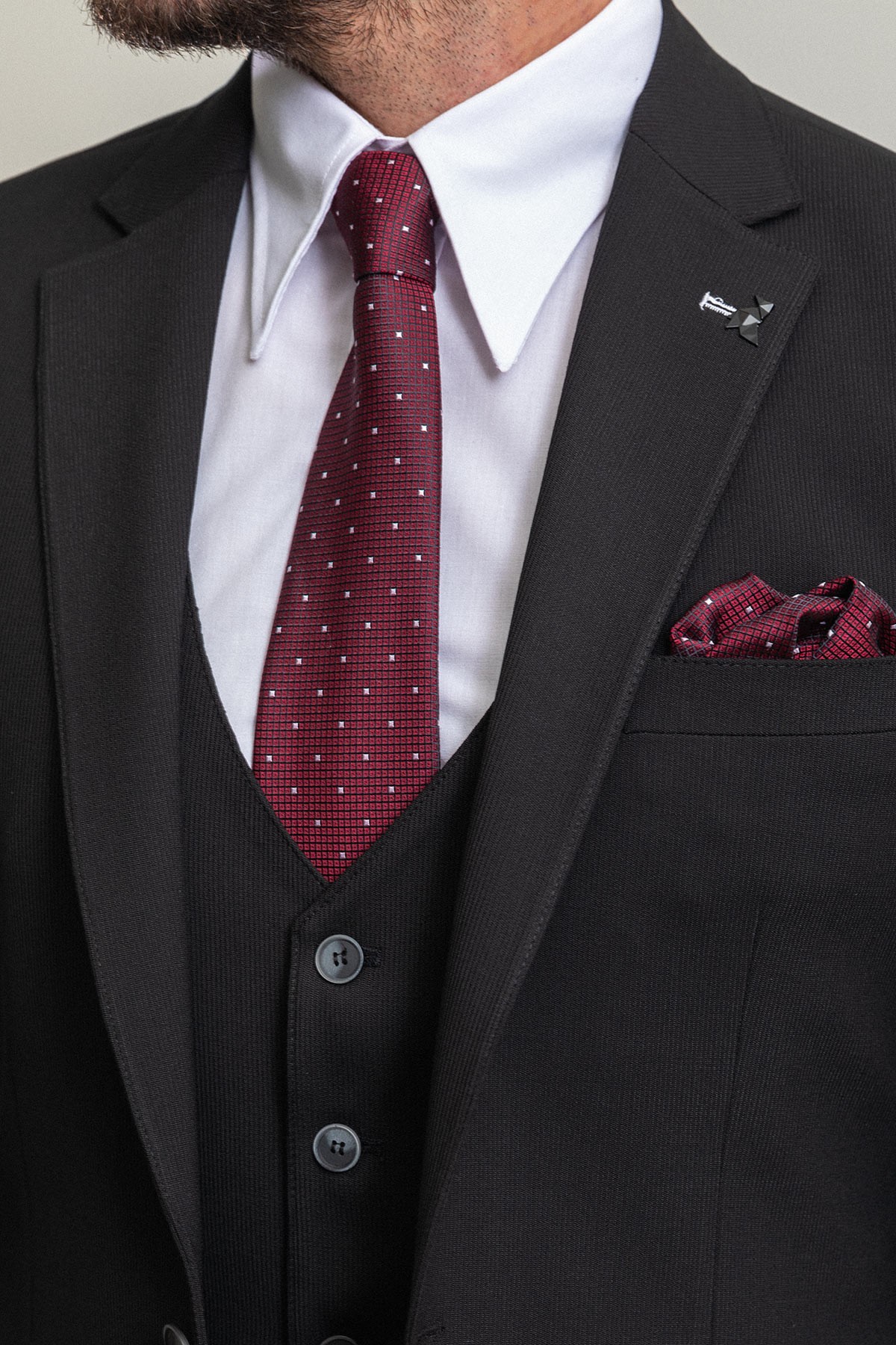 Çizgili Slim Fit Mono Yaka Erkek Takım Elbise