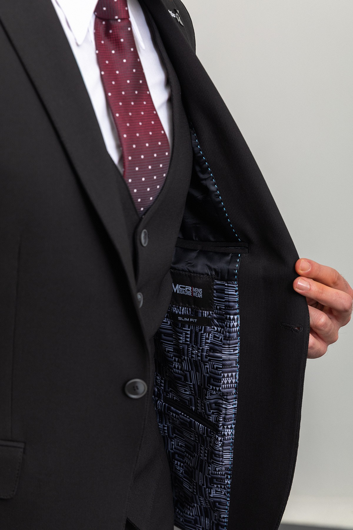 Çizgili Slim Fit Mono Yaka Erkek Takım Elbise