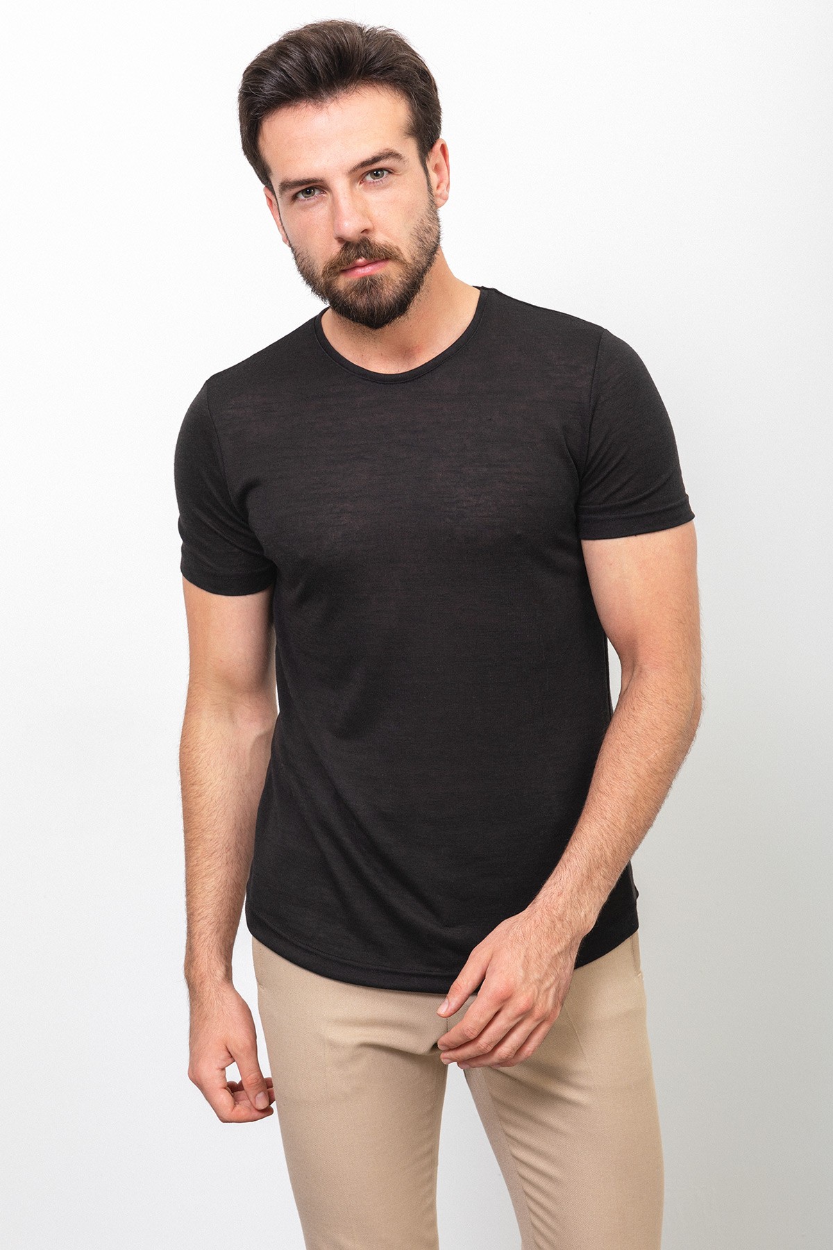 Düz Slim Fit Bisiklet Yaka Basic Erkek T-Shirt