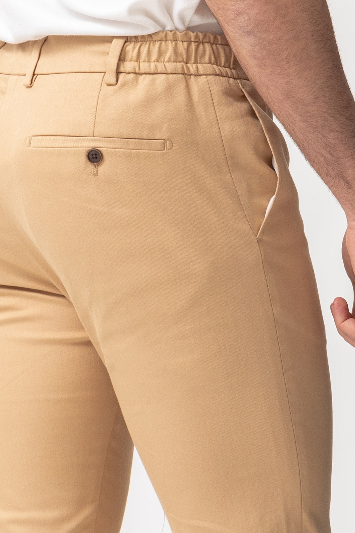 Düz Super Slim Fit Beli Lastikli İpli Erkek Pantolon
