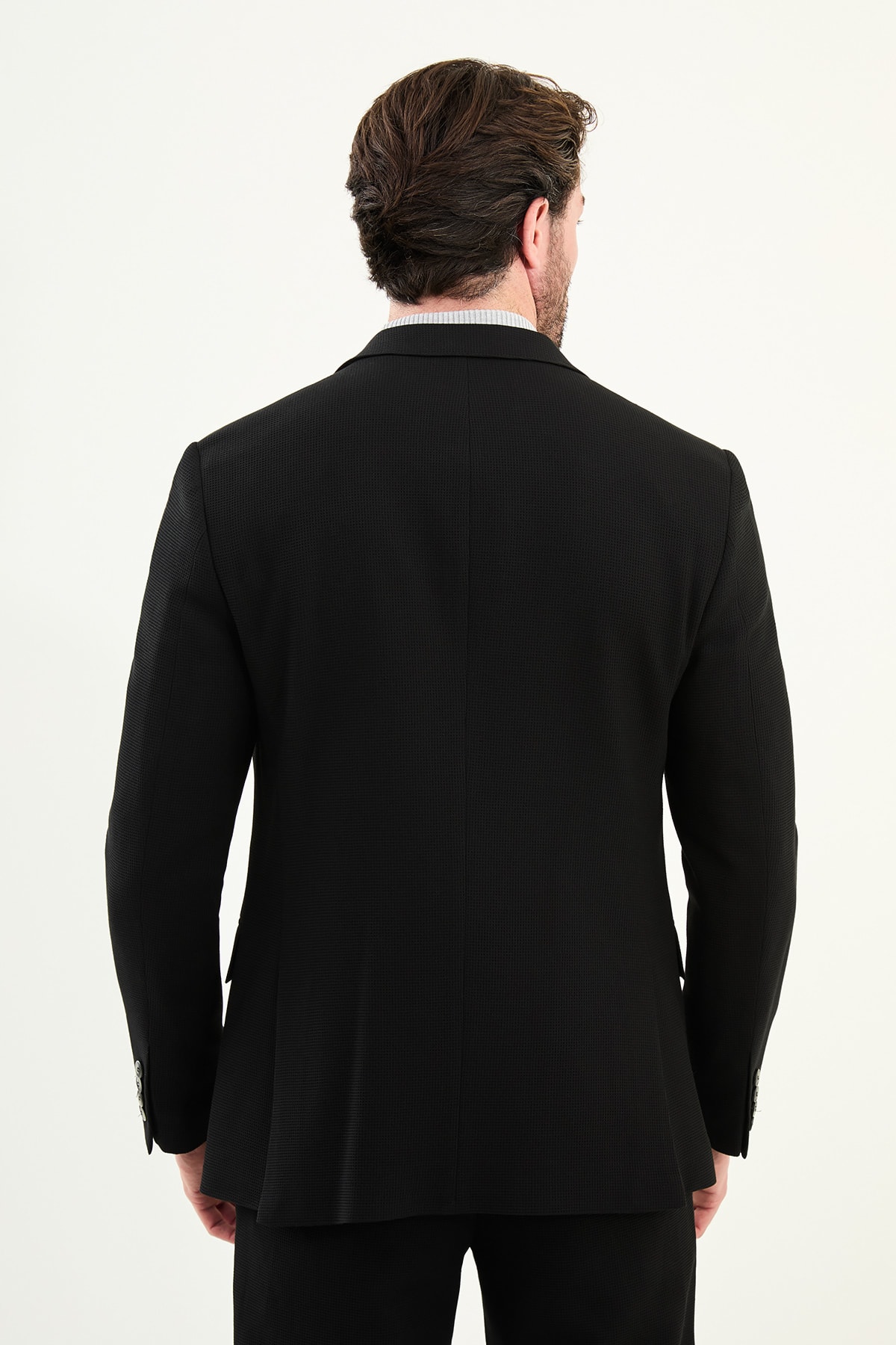 Desenli Slim Fit Torba Cep Beli Lastikli İpli Erkek Takım Elbise