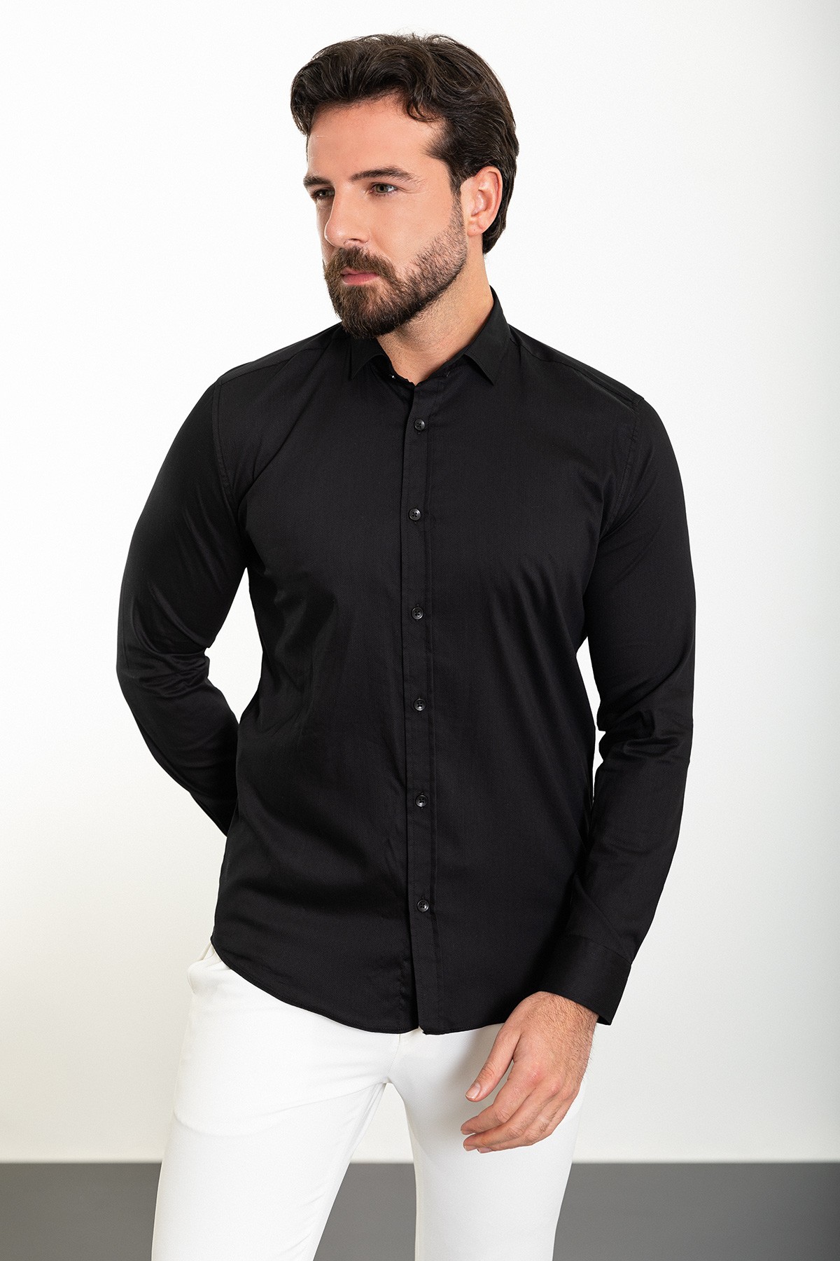 Desenli Slim Fit Klasik Erkek Gömlek