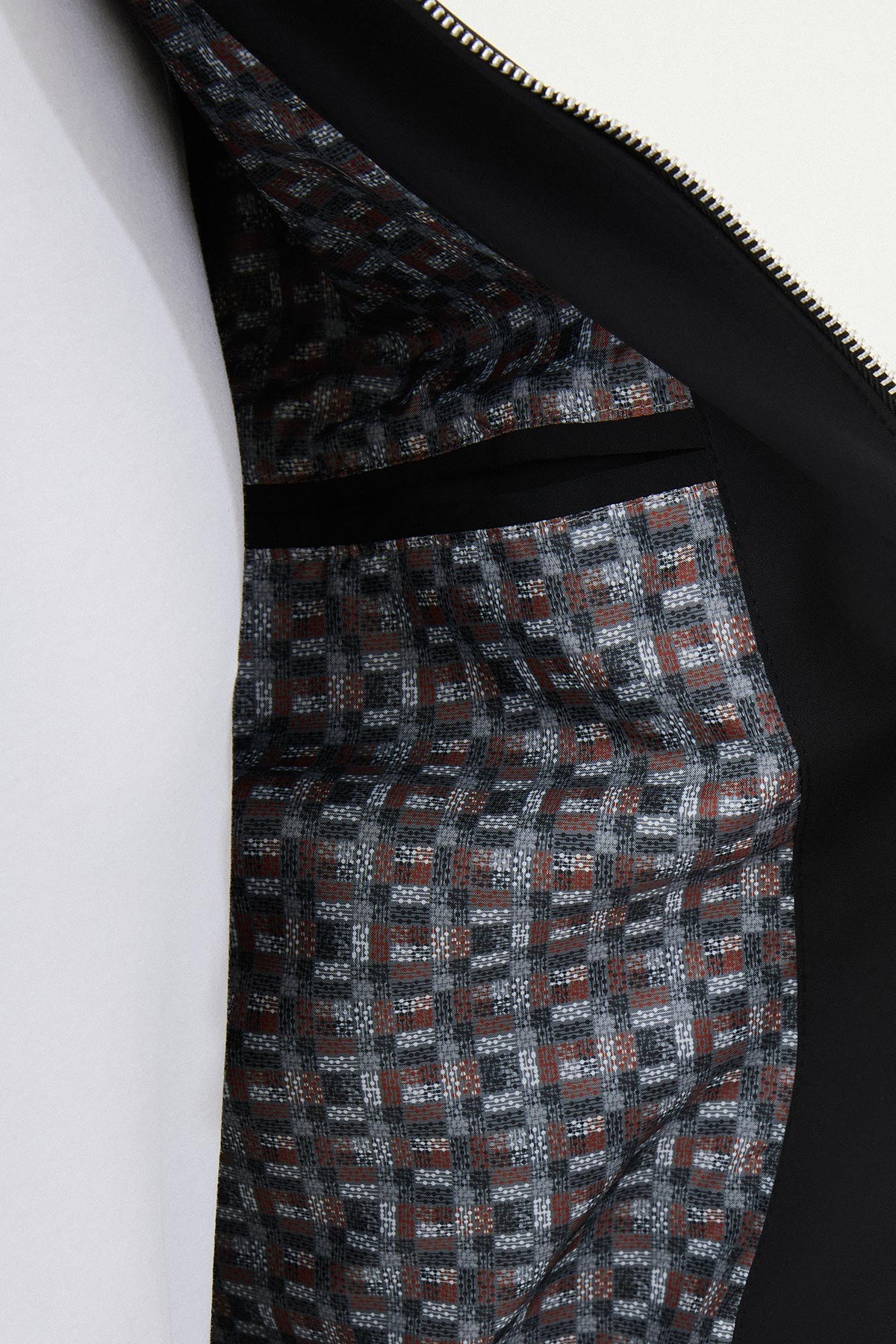 Düz Slim Fit Gömlek Yaka Çift Fermuar Erkek Mont