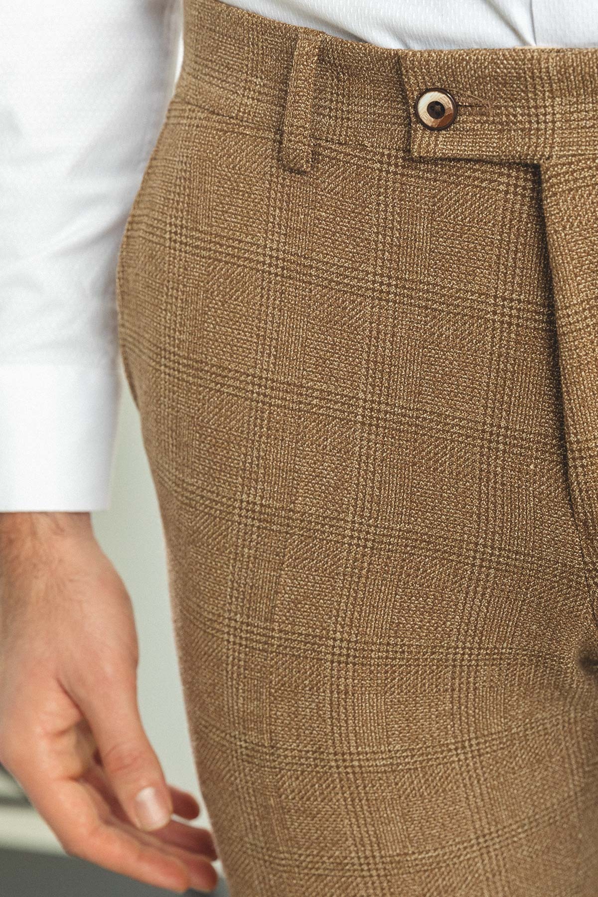 Ekoseli Slim Fit Klasik Yün Erkek Pantolon