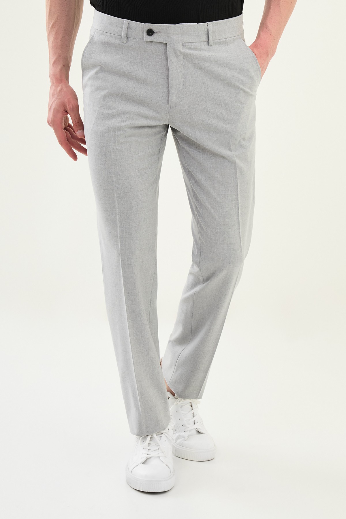 Düz Slim Fit Klasik Erkek Pantolon - Gri