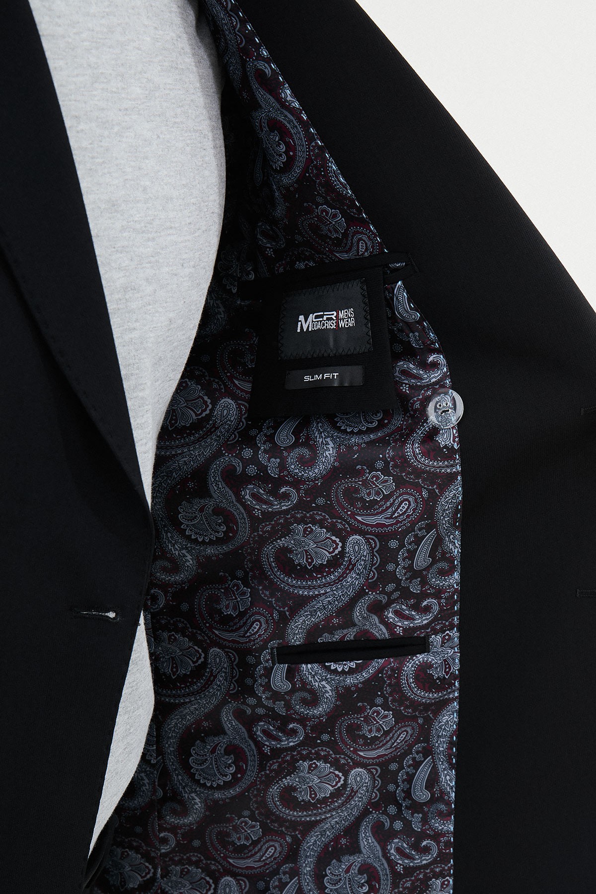 Düz Slim Fit Geniş Yaka Kruvaze Erkek Takım Elbise
