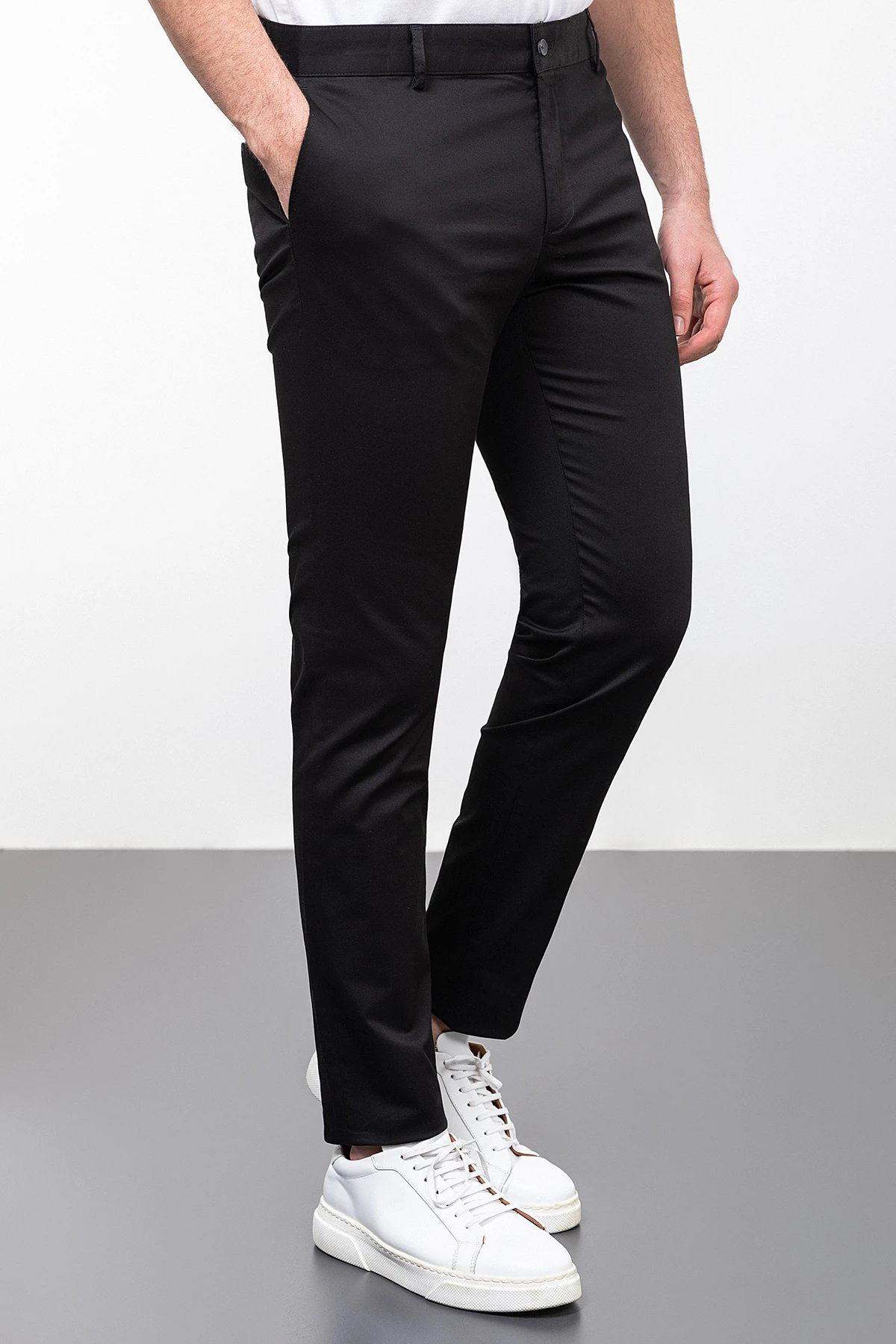 Düz Super Slim Fit Erkek Pantolon - Siyah