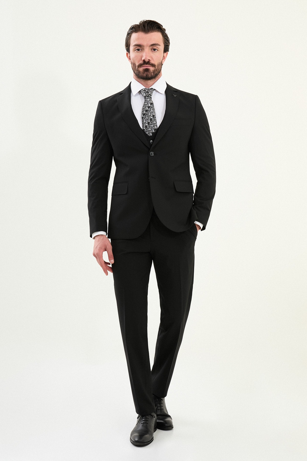Düz Slim Fit Mono Yaka Klasik Erkek Takım Elbise