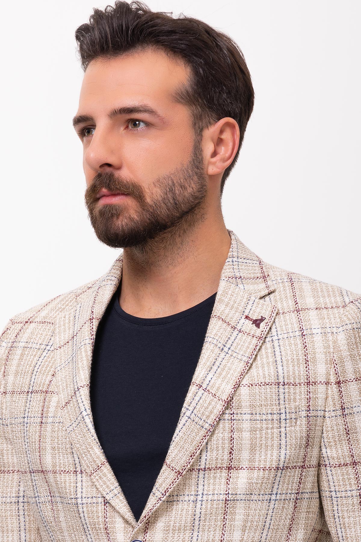 Ekoseli Slim Fit Erkek Ceket