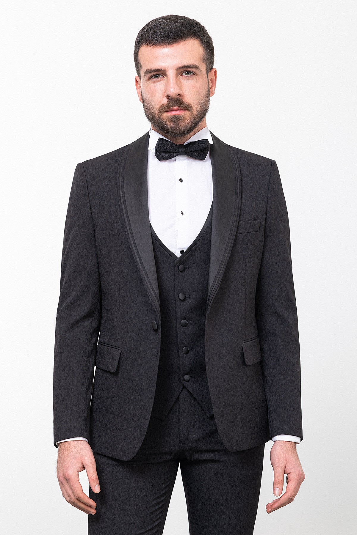 Düz Slim Fit Çizgili Geniş Yaka Erkek Damatlık