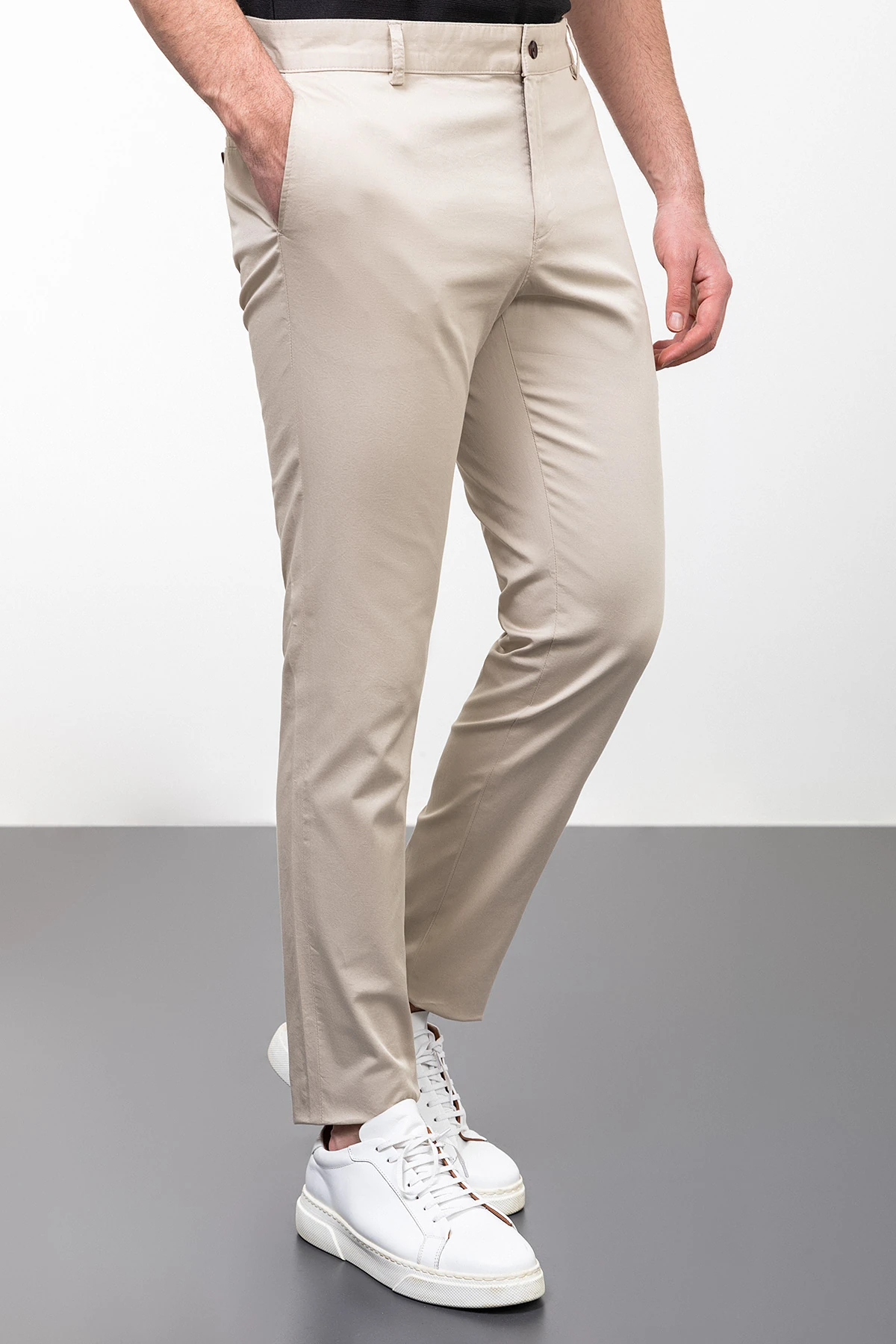 Düz Super Slim Fit Erkek Pantolon - Taş