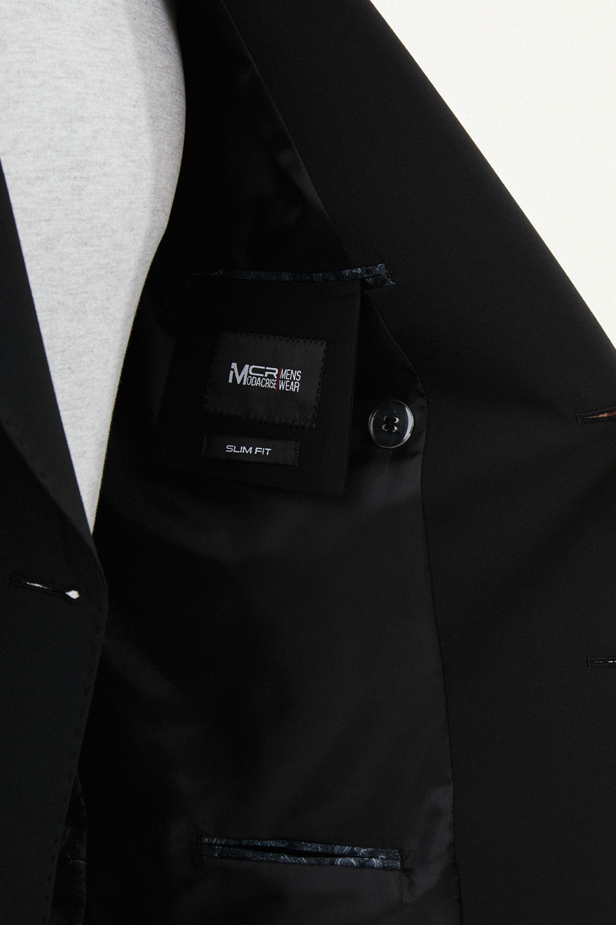Düz Slim Fit Geniş Yaka Kruvaze Erkek Takım Elbise