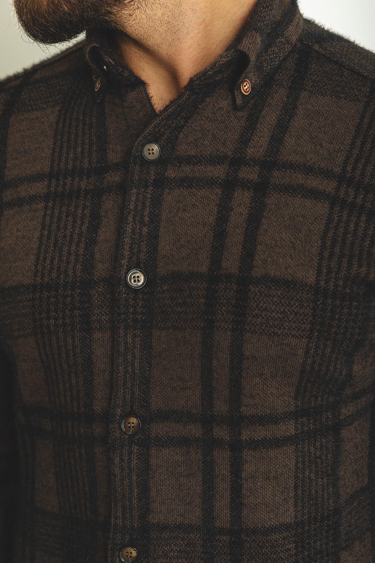 Ekoseli Slim Fit Yün Oduncu Erkek Gömlek