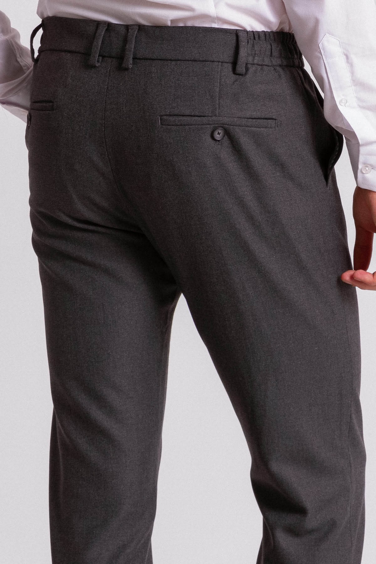 Düz Super Slim Fit Beli Lastikli İpli Erkek Pantolon