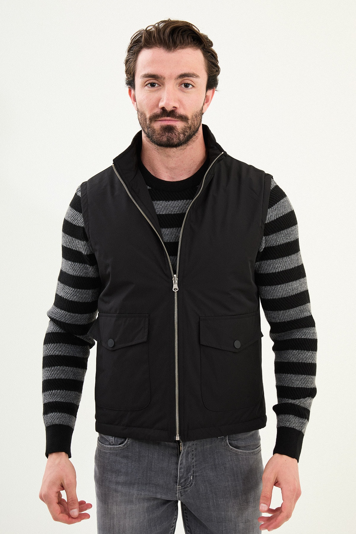 Çift Taraflı Slim Fit Hakim Yaka Erkek Yelek