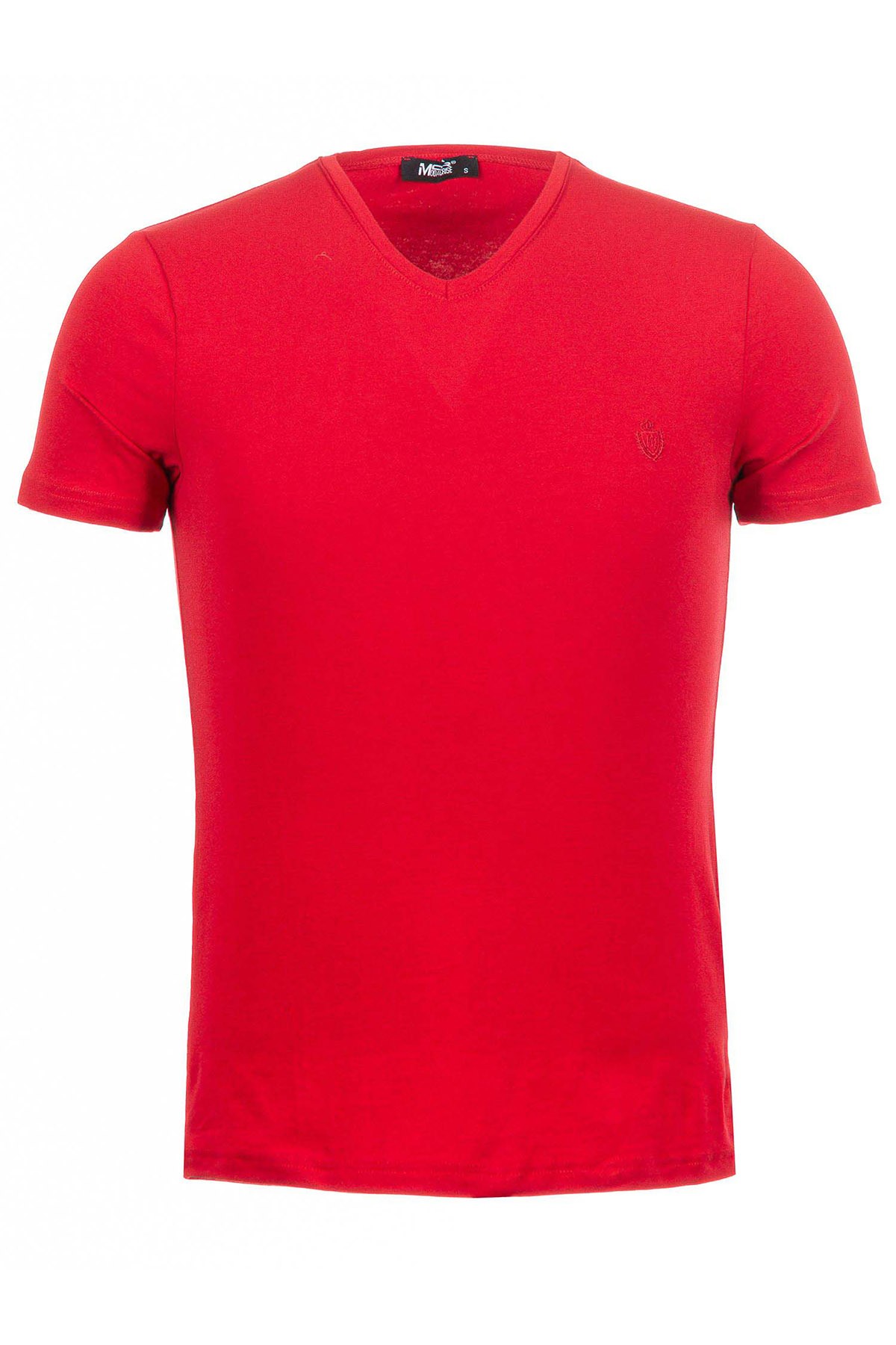 Düz Super Slim Fit V Yaka Basic Erkek T-Shirt - Kırmızı