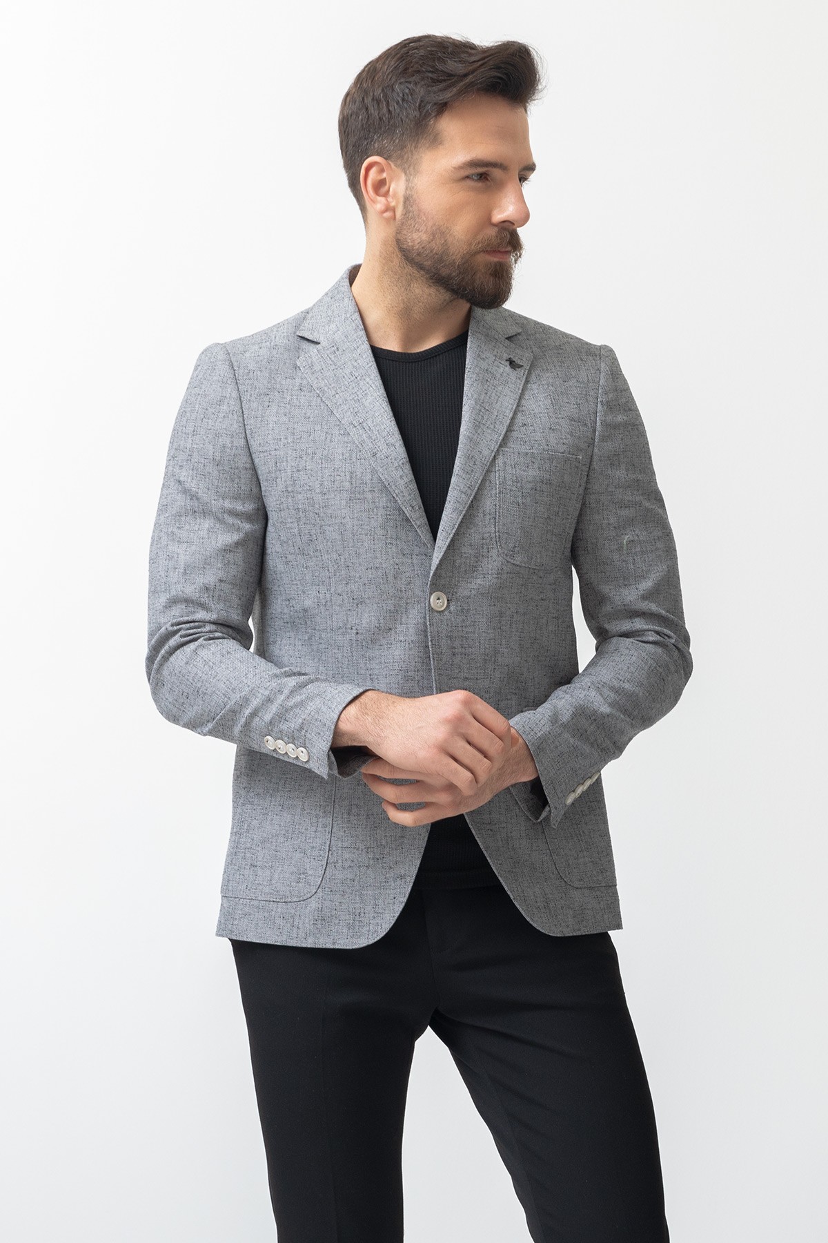 Desenli Torba Cep Slim Fit Erkek Ceket
