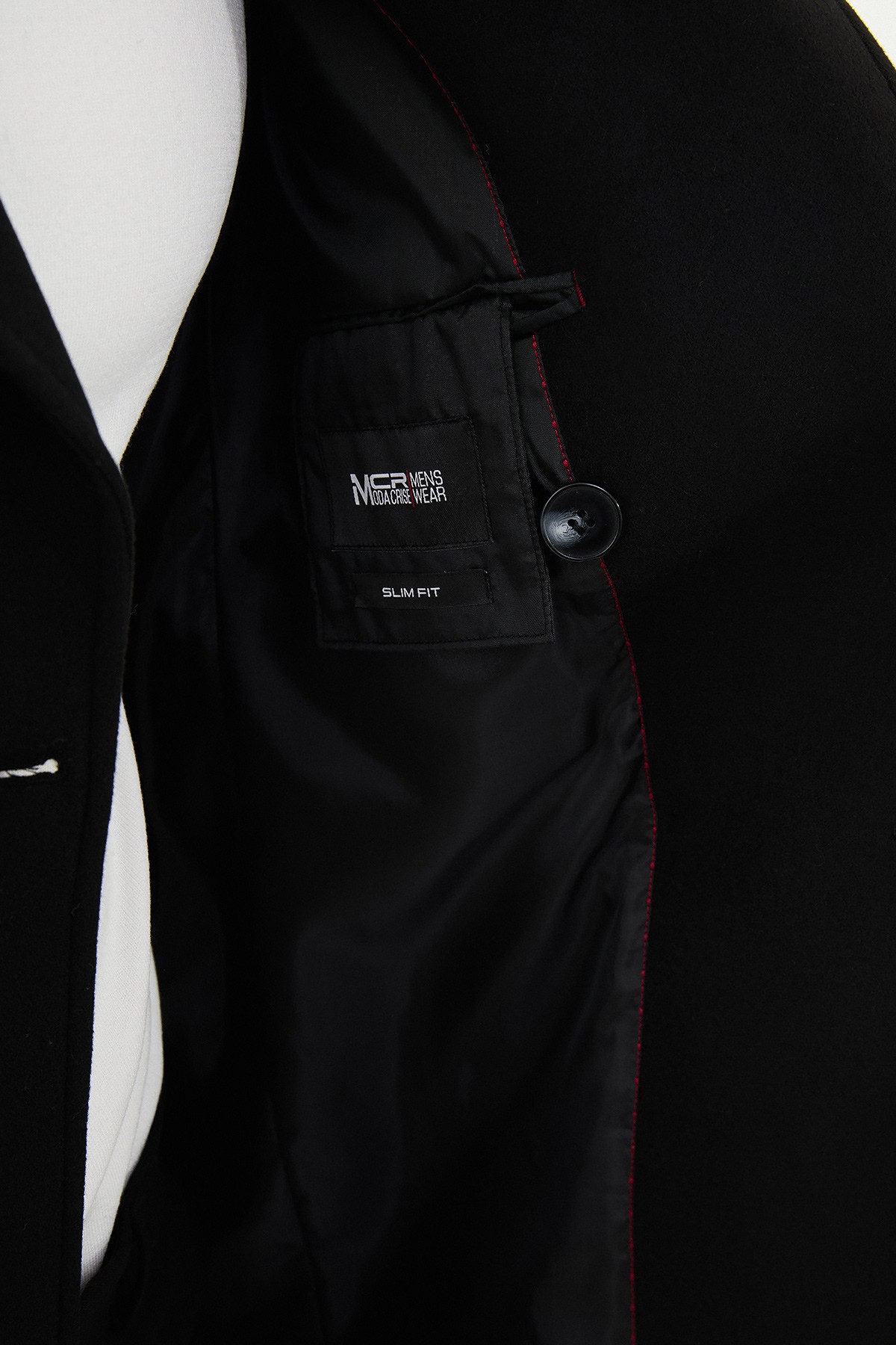 Düz Slim Fit Geniş Yaka Kuşaklı Kruvaze Kaşe Uzun Erkek Kaban