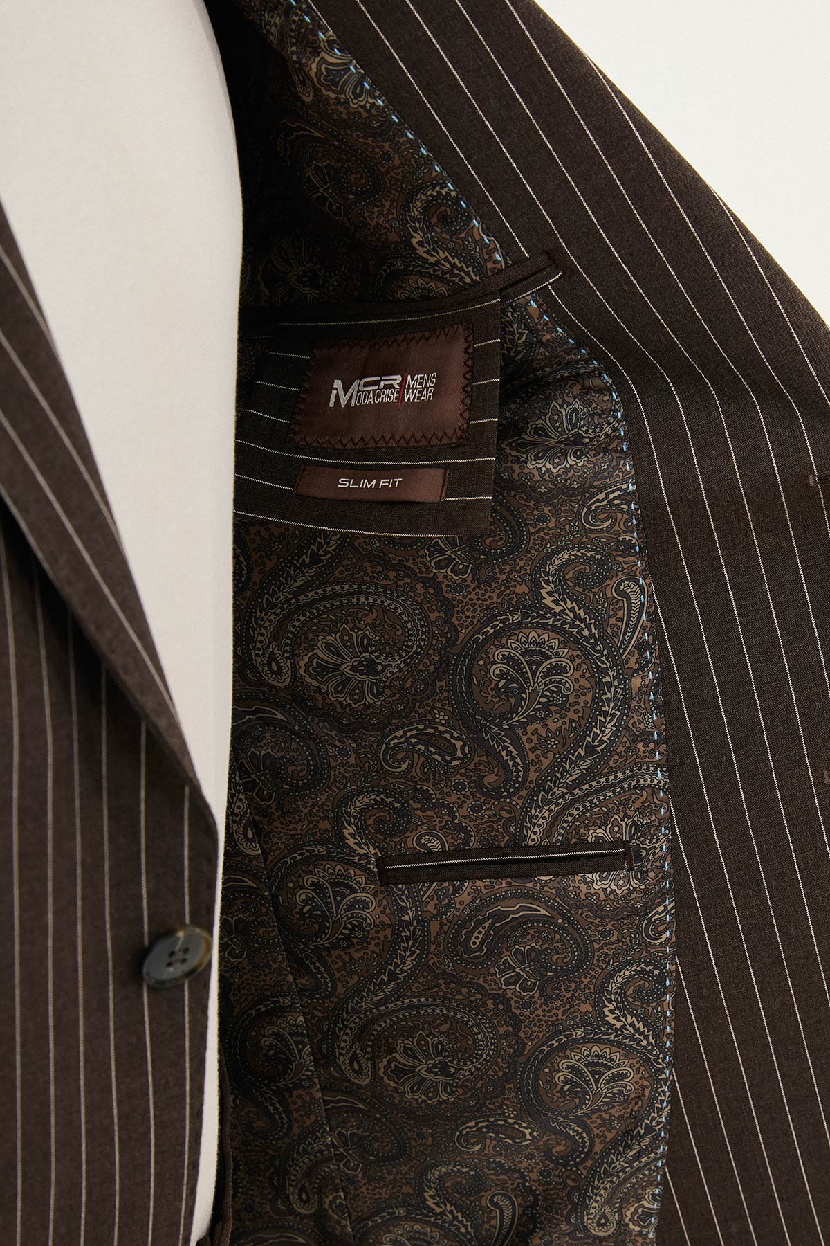 Çizgili Slim Fit Geniş Yaka Erkek Ceket