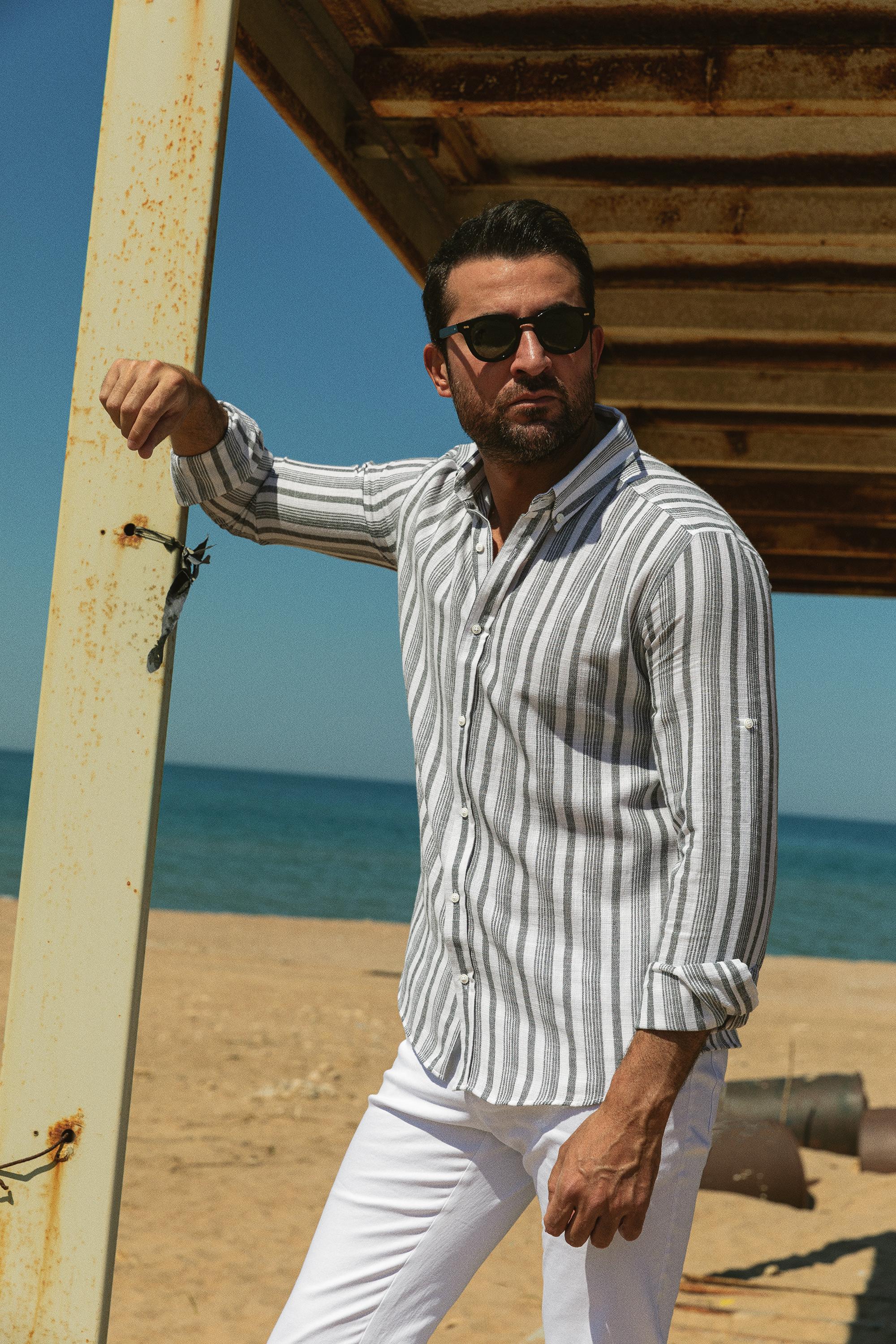 Cizgili Slim Fit Erkek Gömlek