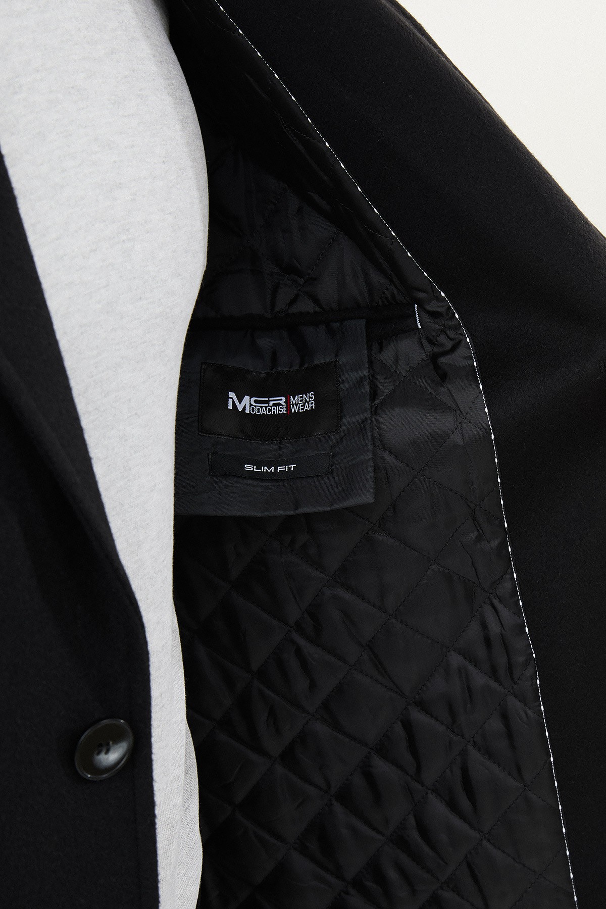 Düz Slim Fit Mono Yaka Klasik Yün Erkek Kaban