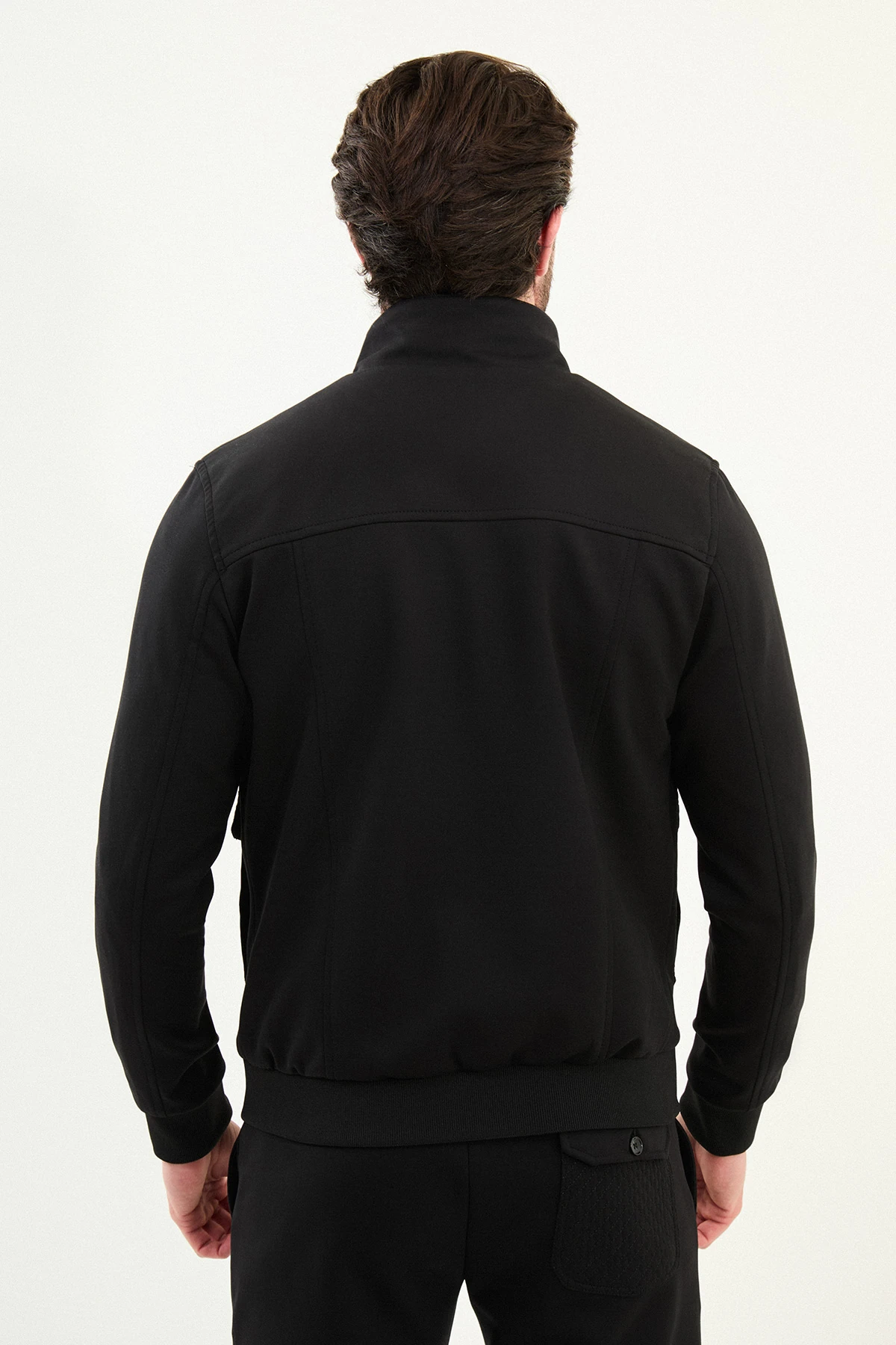 Düz Slim Fit Fermuarlı Torba Cepli Hakim Yaka Pantolon Mont