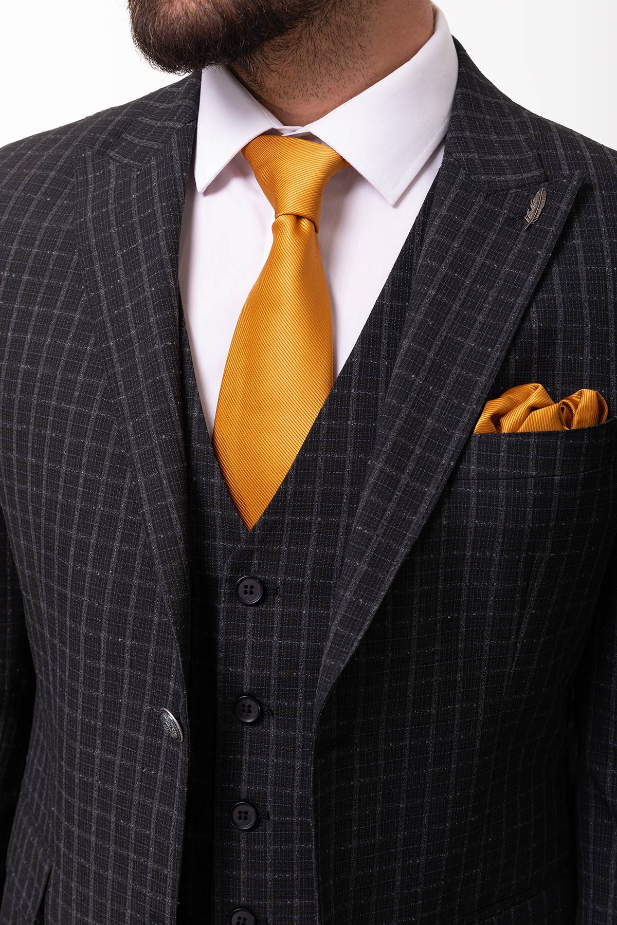 Slimfit Ekose Takım Elbise